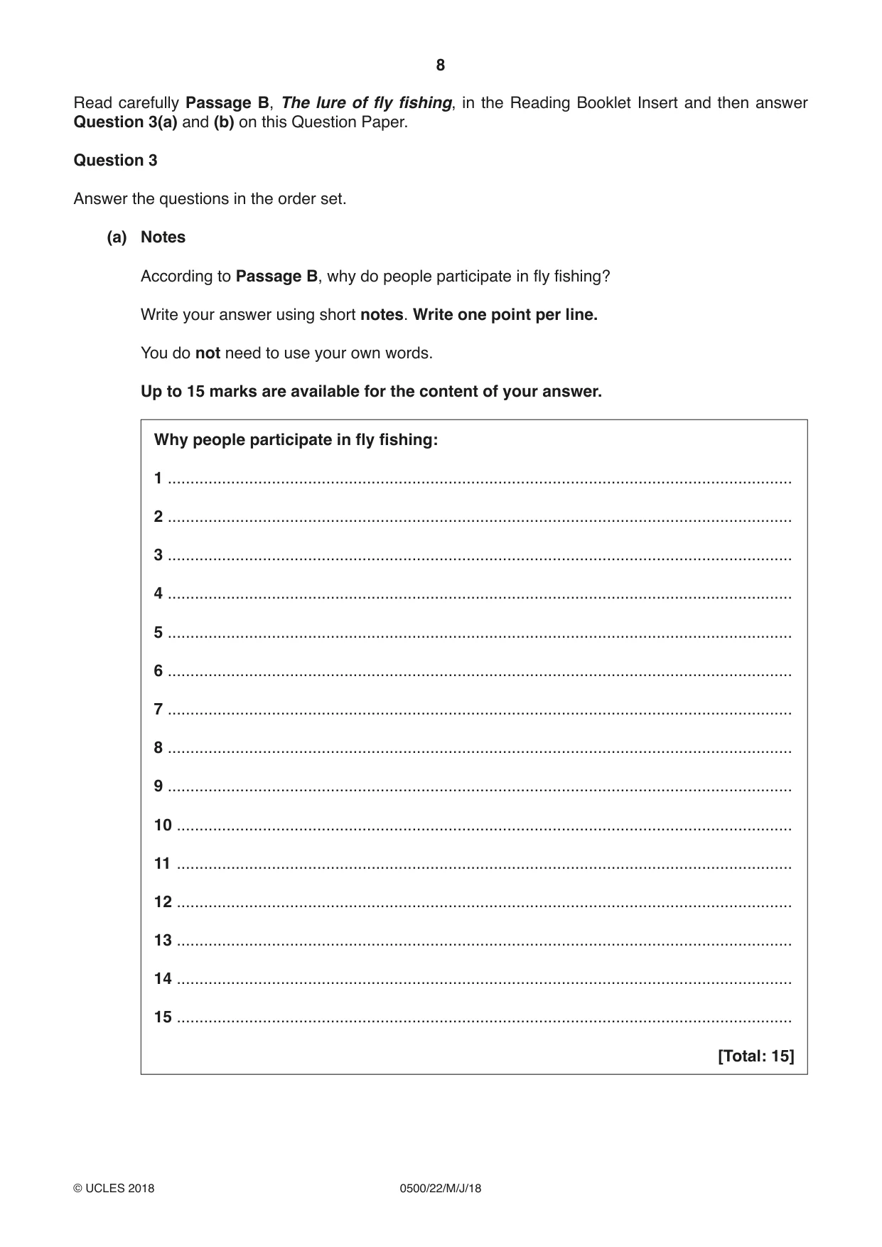 Cambridge IGCSE English - First Language 0500 2018 May/June Paper 2 · Variant 2 question paper, page 8 of 12