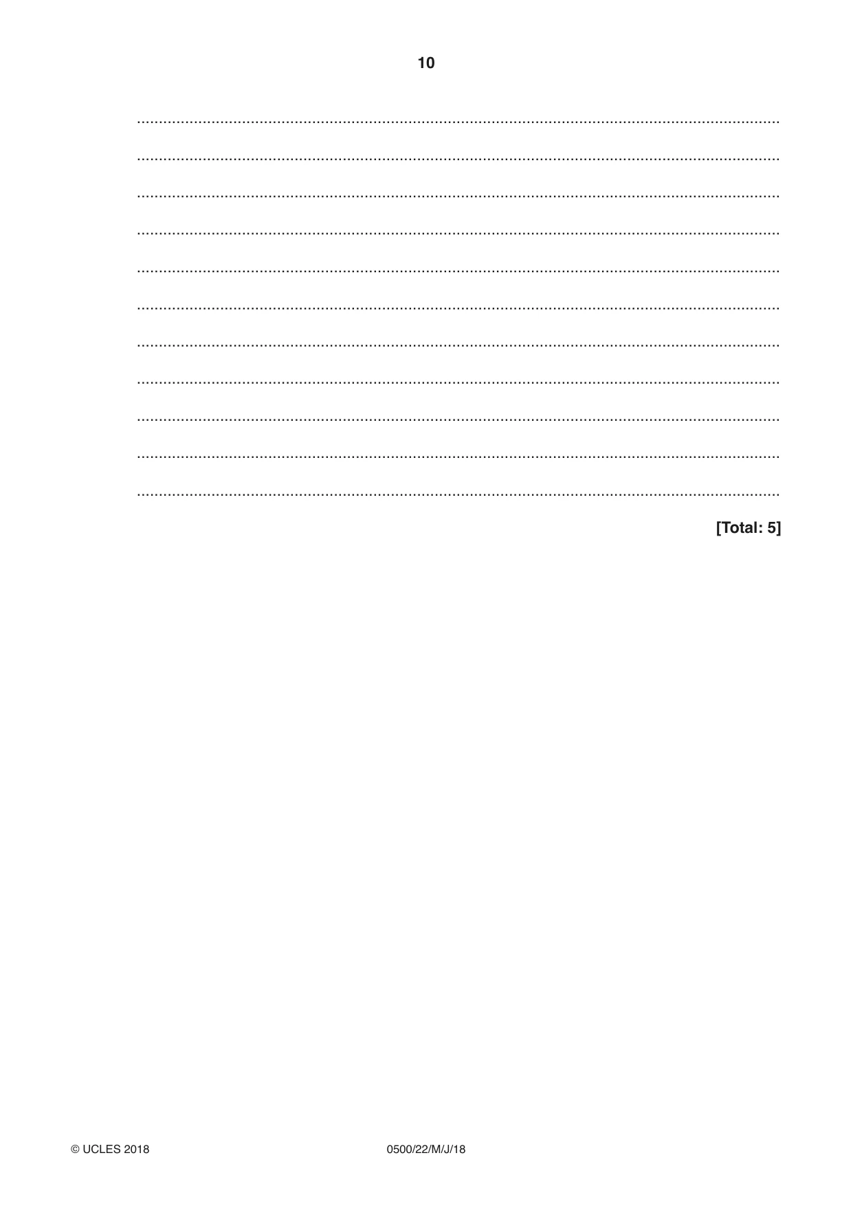 Cambridge IGCSE English - First Language 0500 2018 May/June Paper 2 · Variant 2 question paper, page 10 of 12