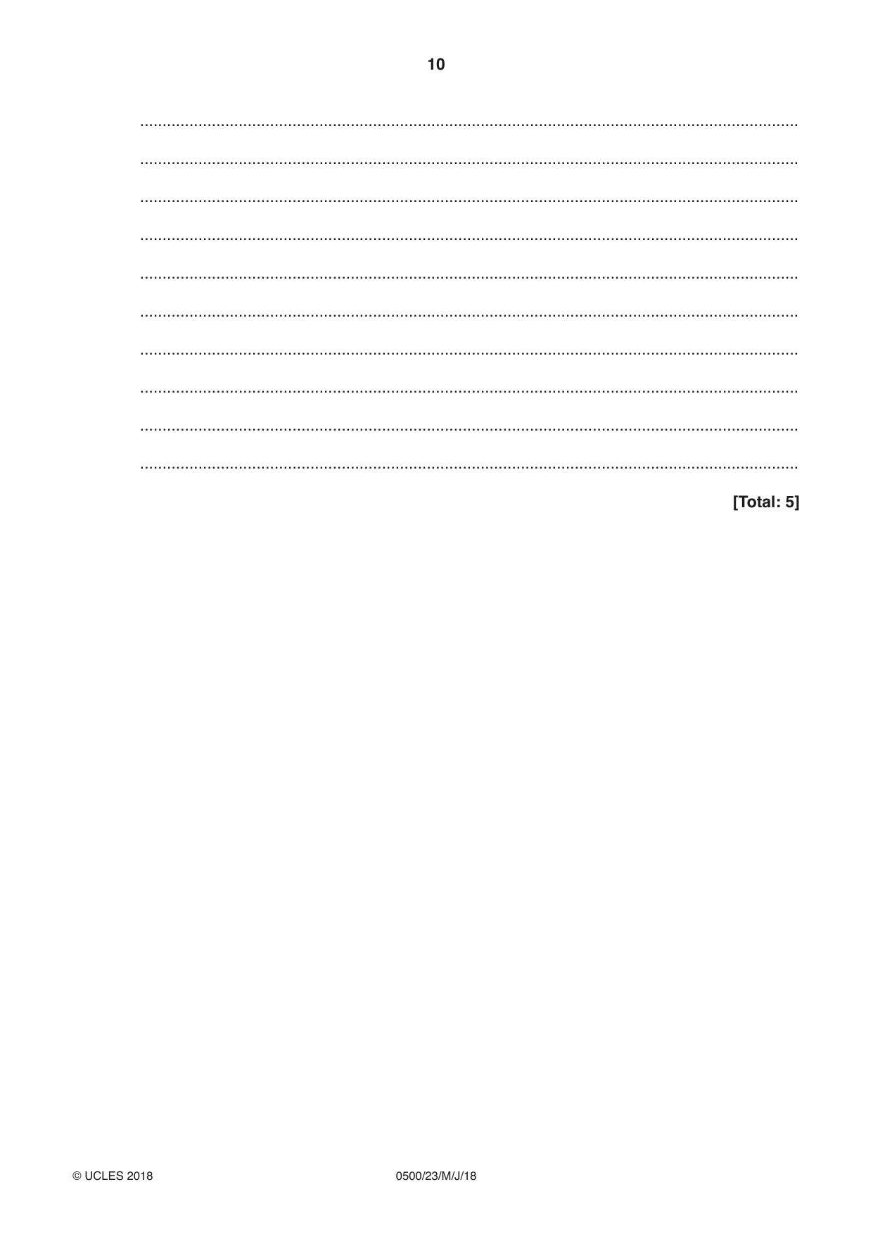 Cambridge IGCSE English - First Language 0500 2018 May/June Paper 2 · Variant 3 question paper, page 10 of 12