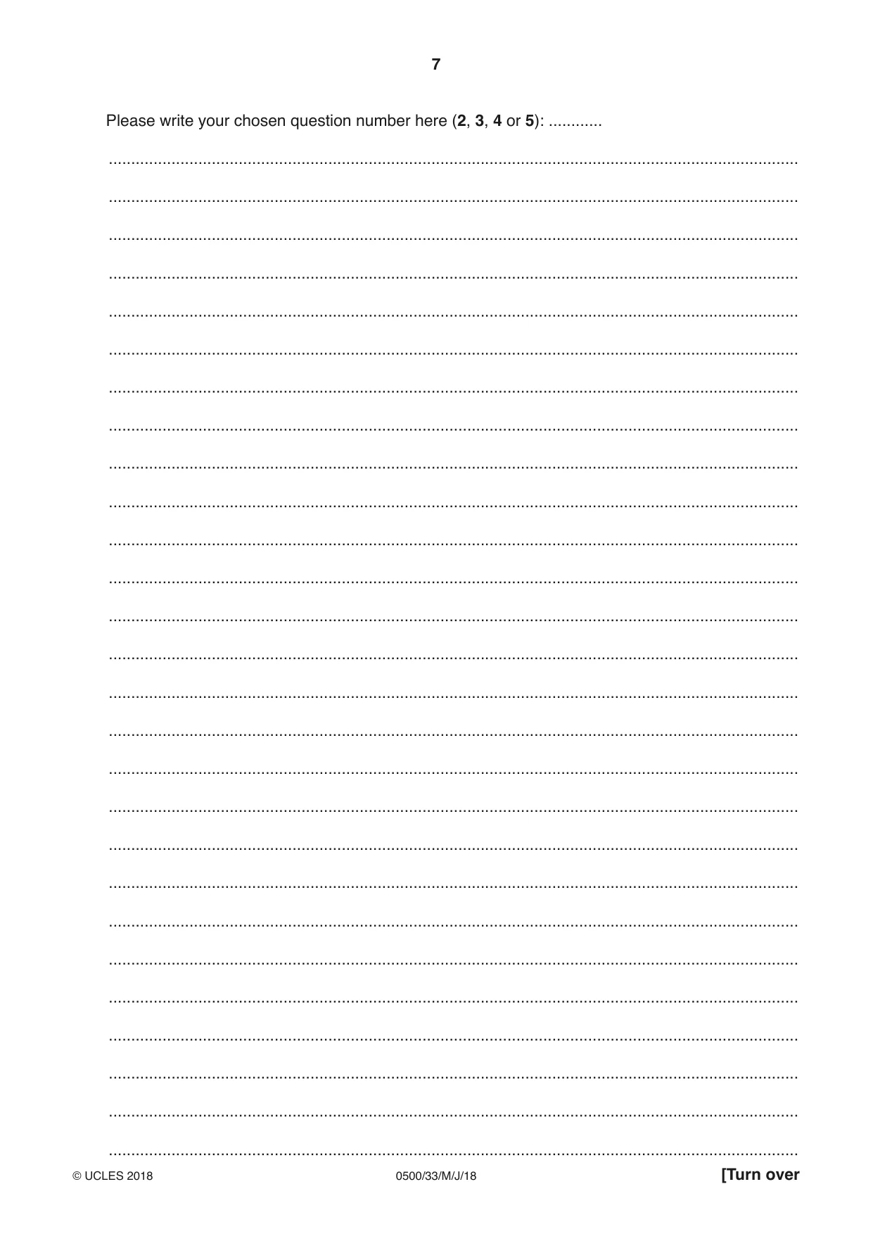 Cambridge IGCSE English - First Language 0500 2018 May/June Paper 3 · Variant 3 question paper, page 7 of 12