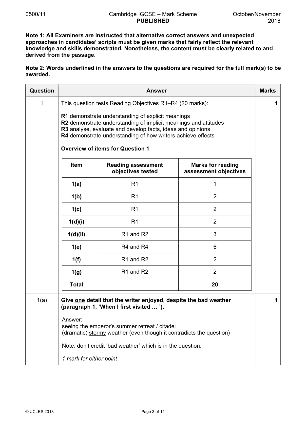 Mark scheme, page 3 of 14