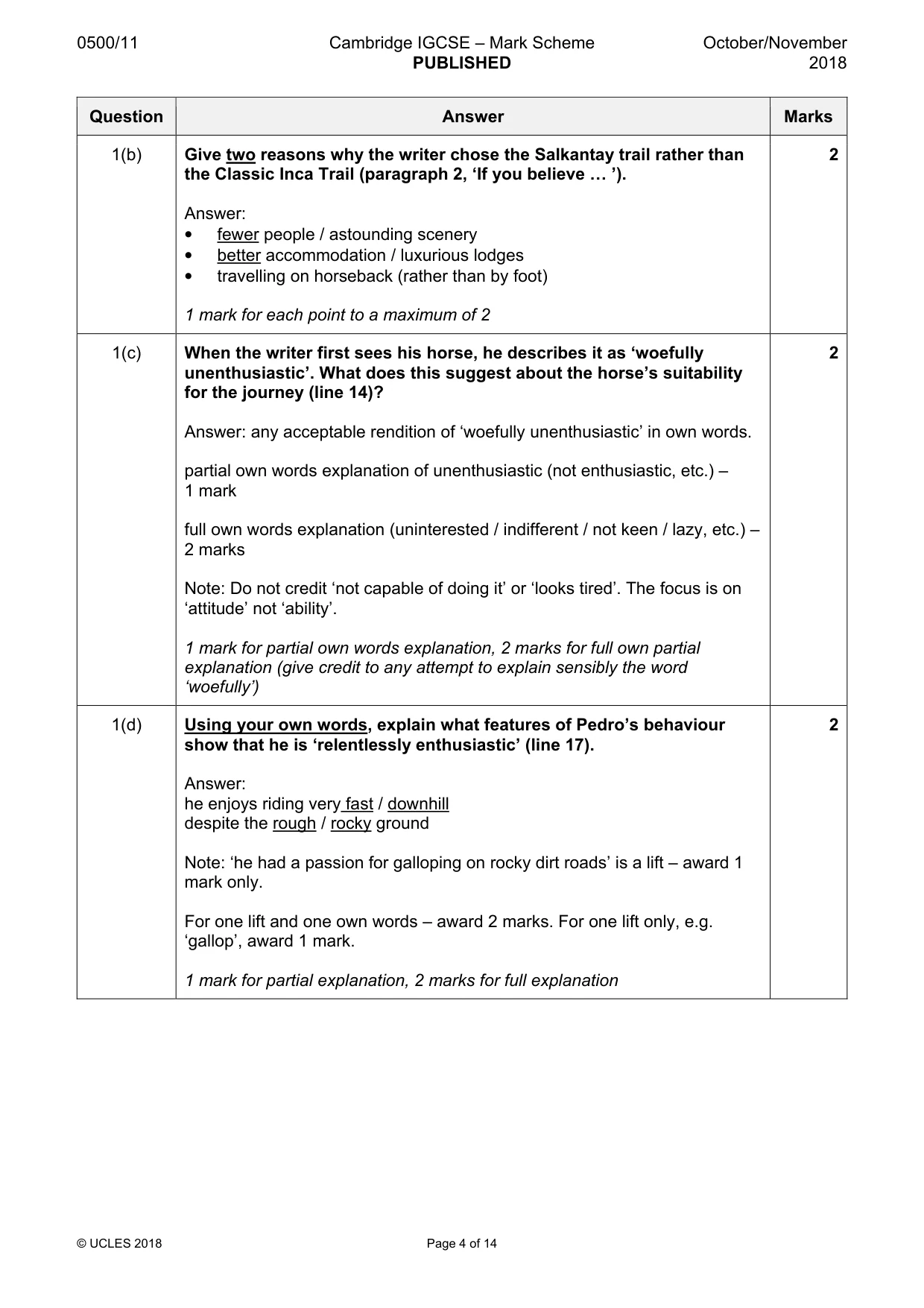 Mark scheme, page 4 of 14