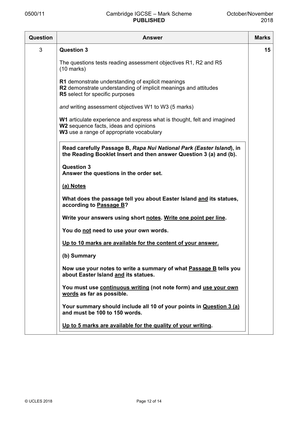 Mark scheme, page 12 of 14