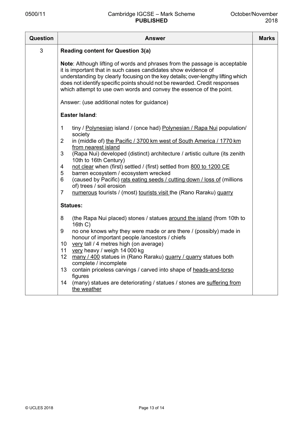 Mark scheme, page 13 of 14