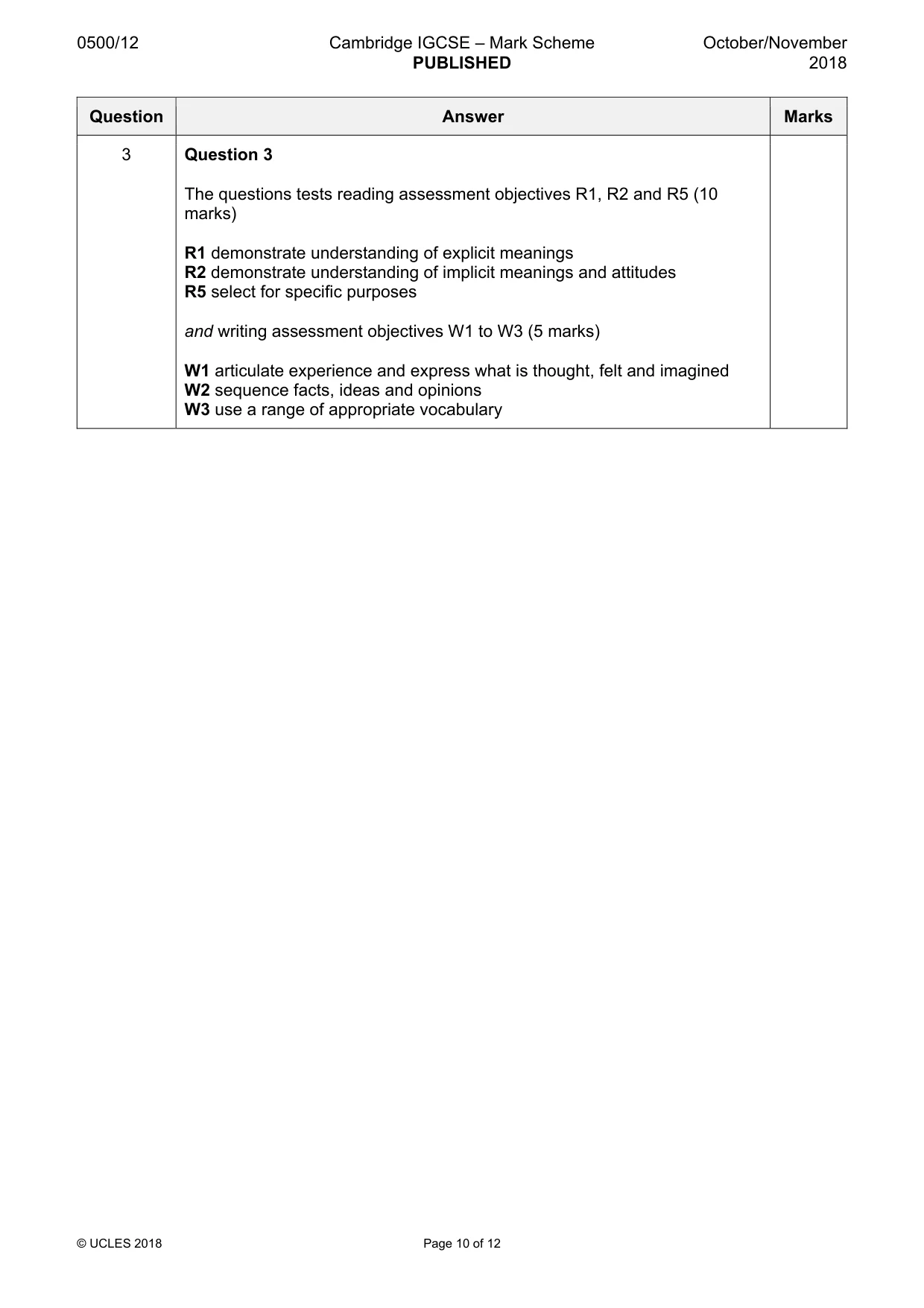Mark scheme, page 10 of 12