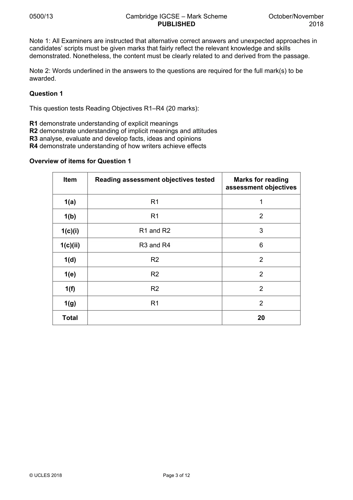 Mark scheme, page 3 of 12