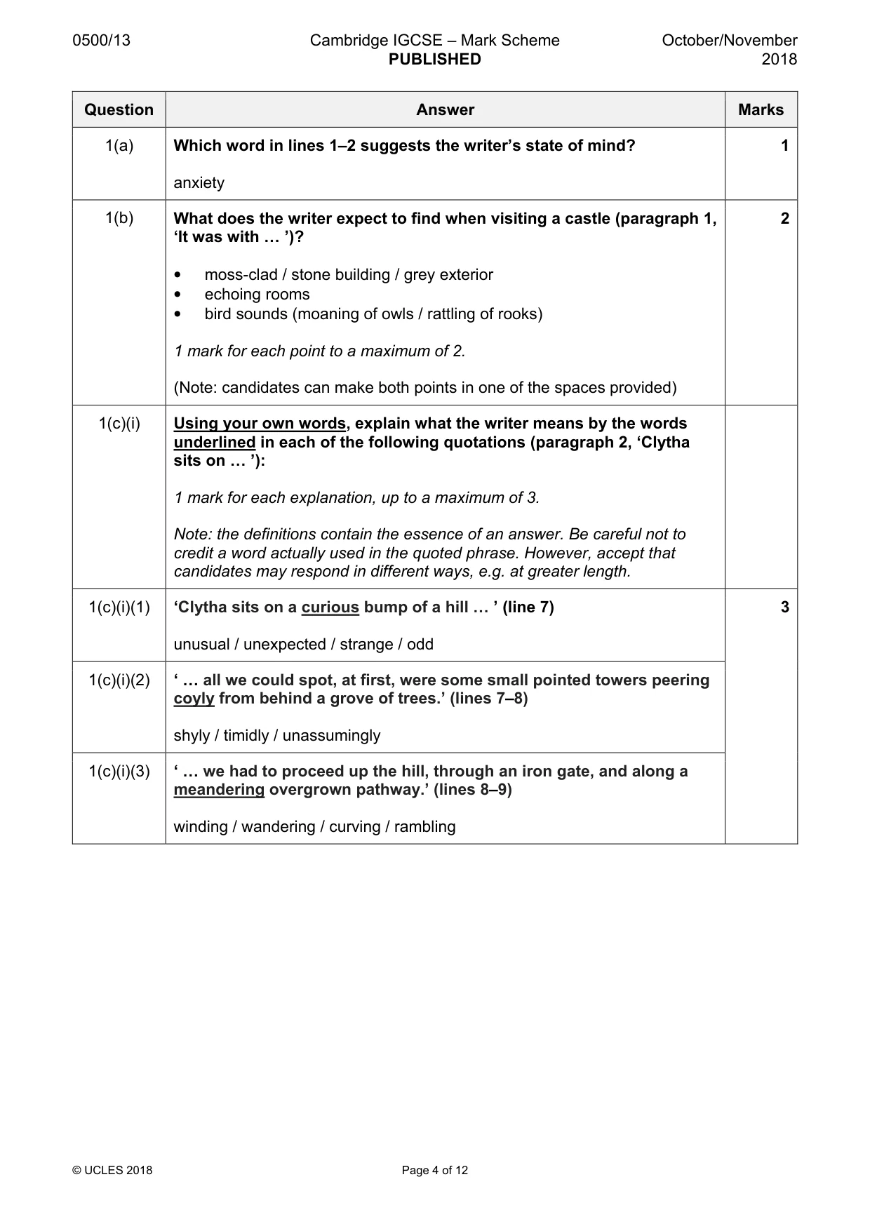 Mark scheme, page 4 of 12