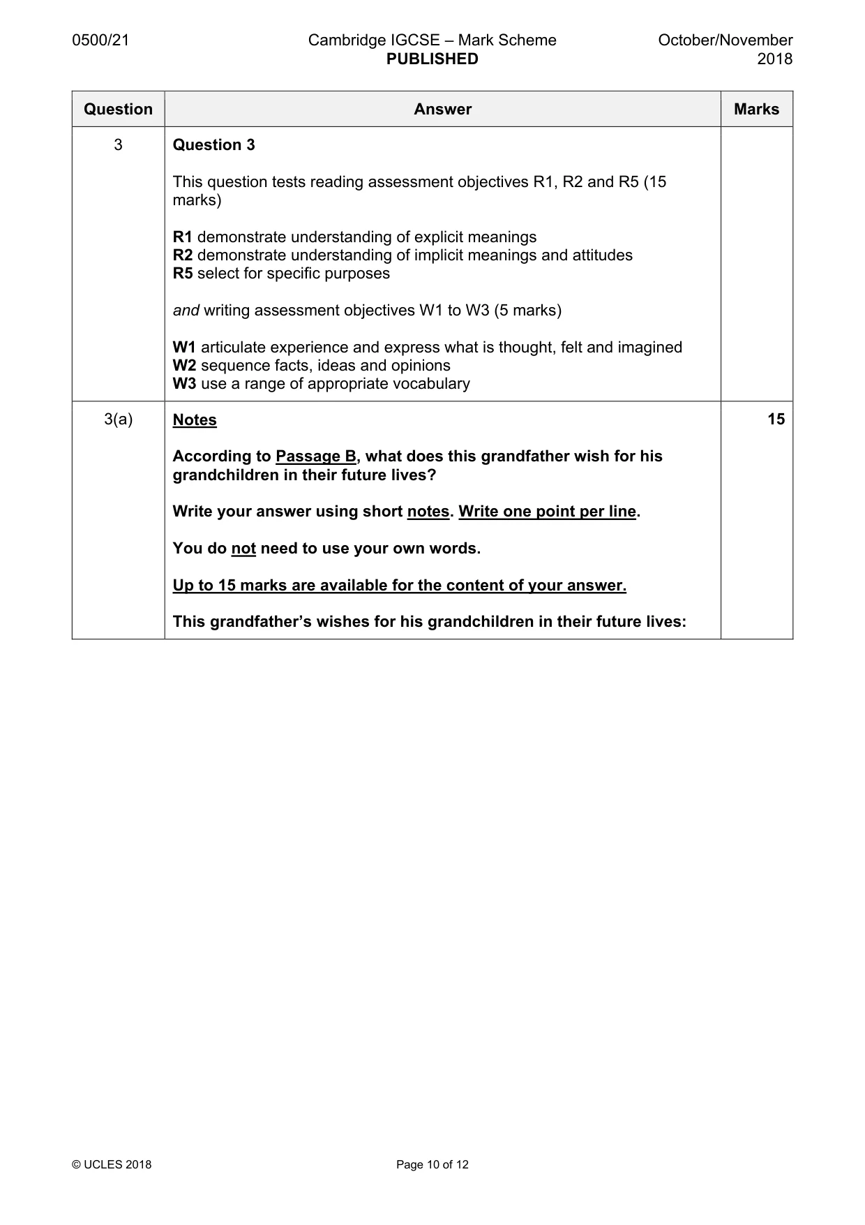 Mark scheme, page 10 of 12