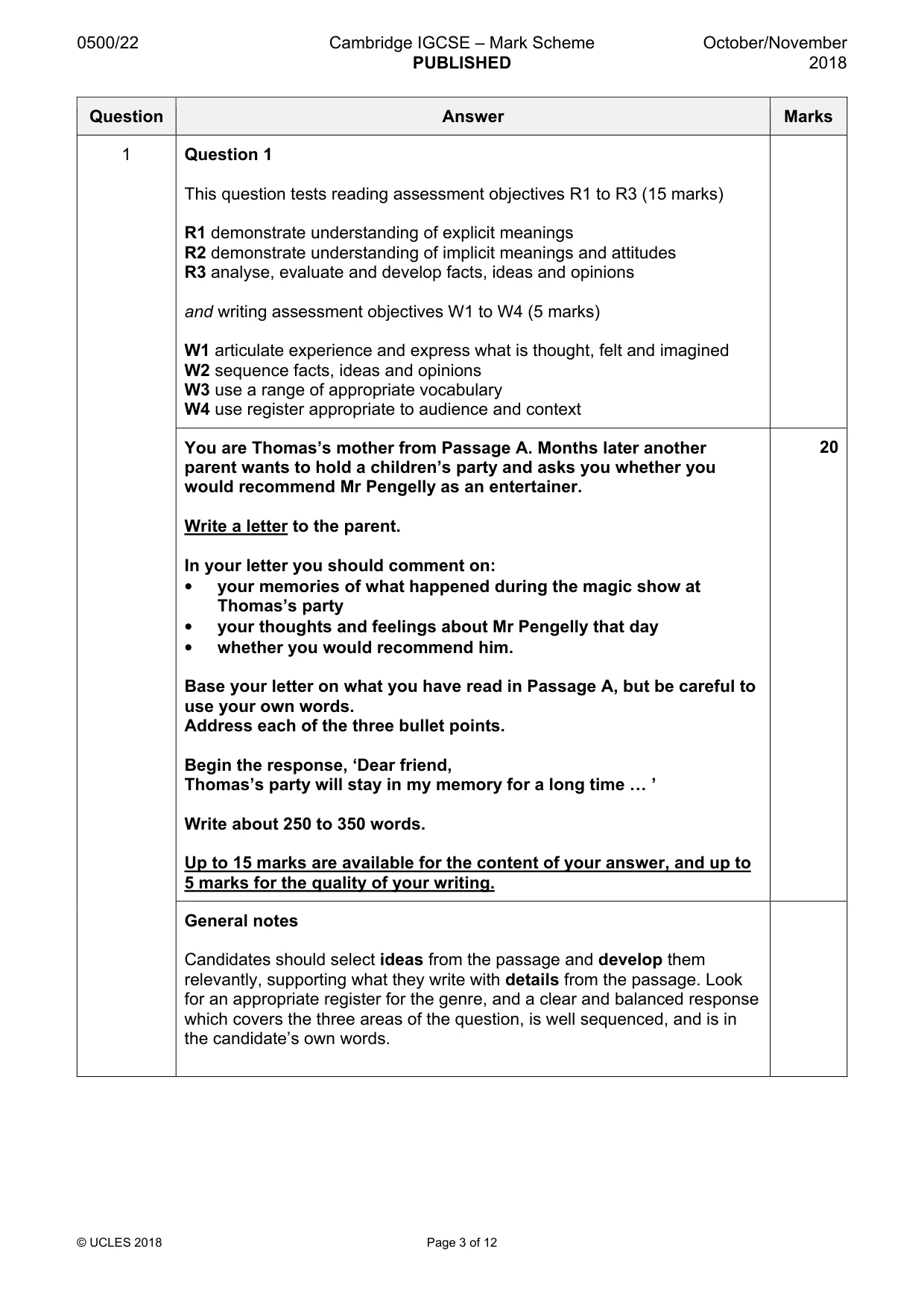 Mark scheme, page 3 of 12
