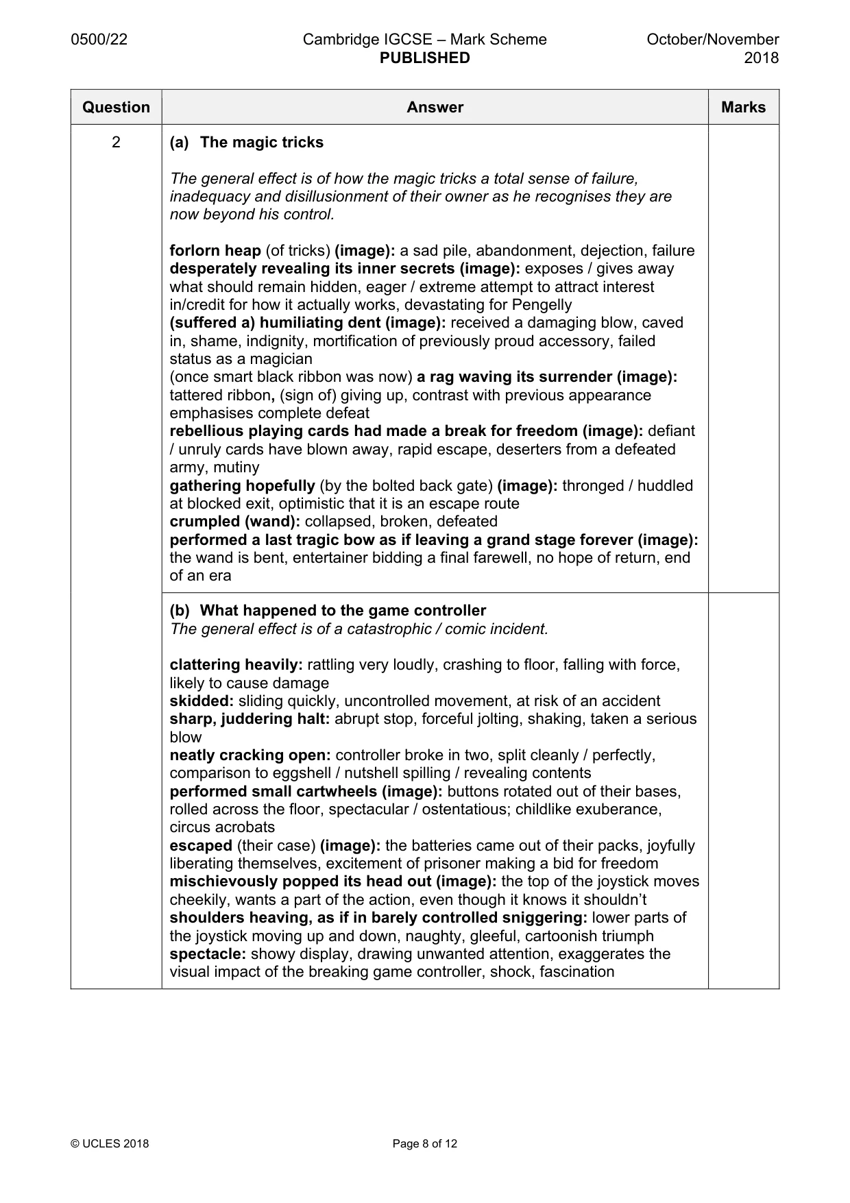 Mark scheme, page 8 of 12