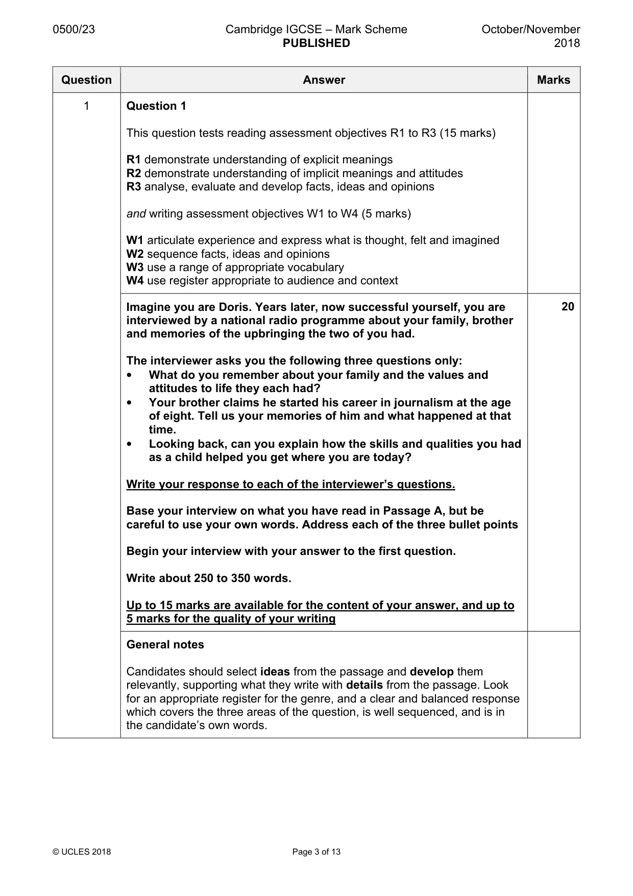 Mark scheme, page 3 of 13