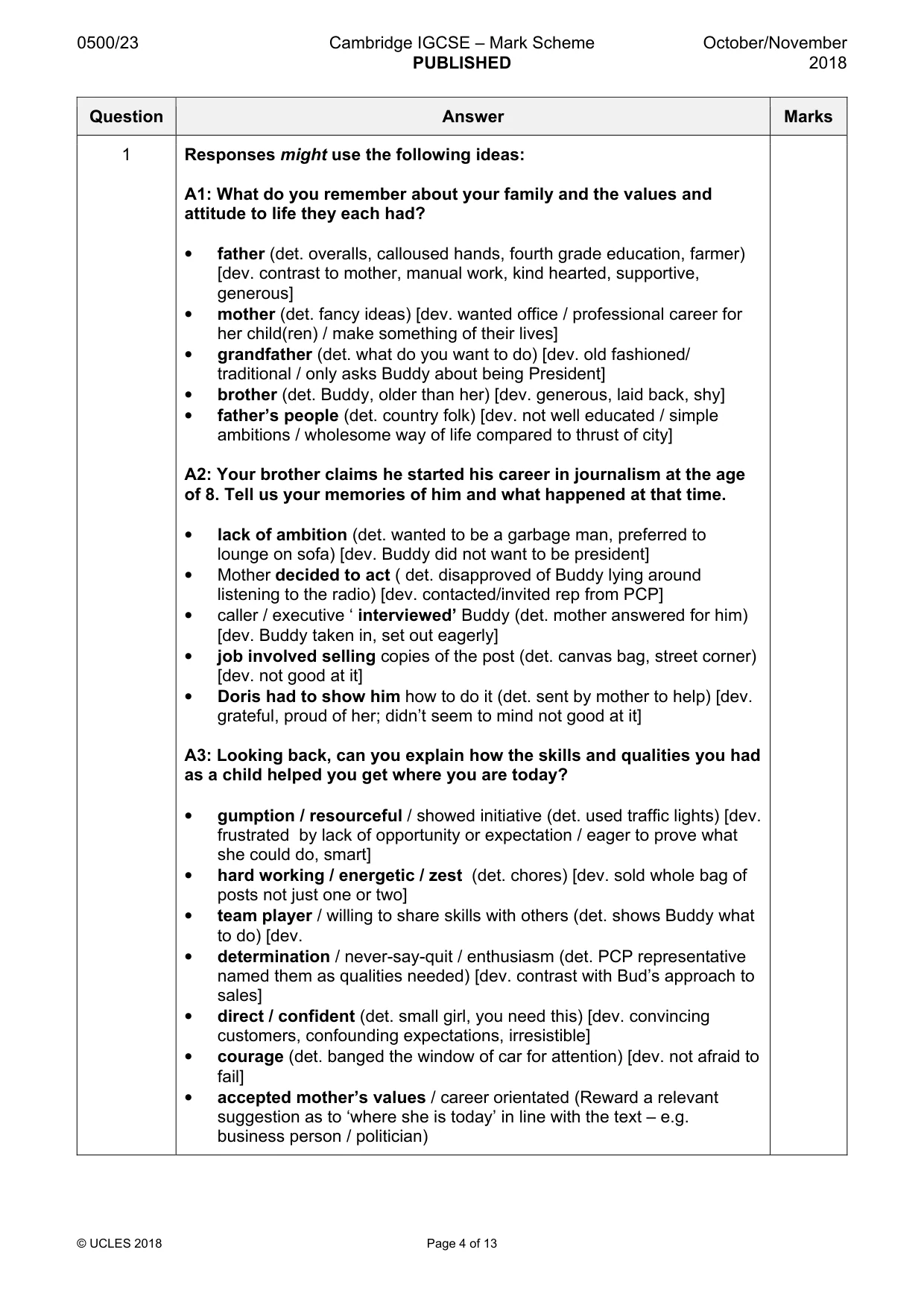 Mark scheme, page 4 of 13