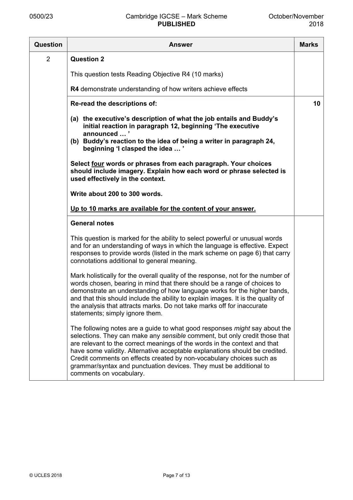 Mark scheme, page 7 of 13