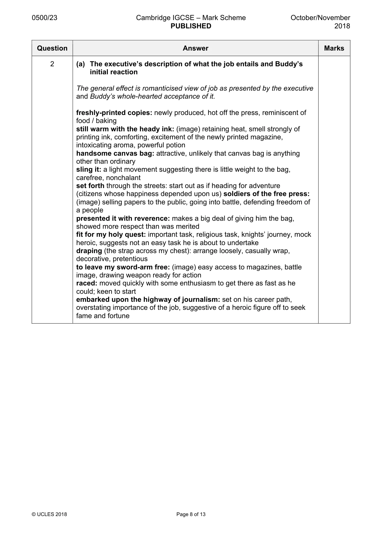 Mark scheme, page 8 of 13