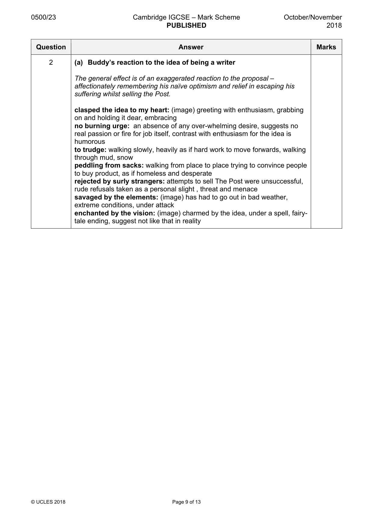 Mark scheme, page 9 of 13