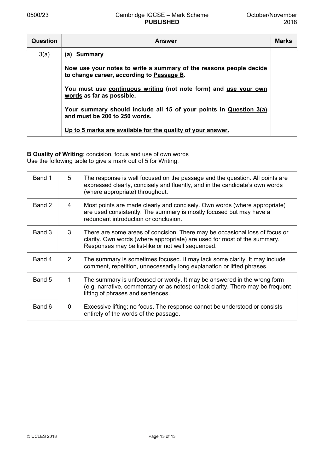 Mark scheme, page 13 of 13