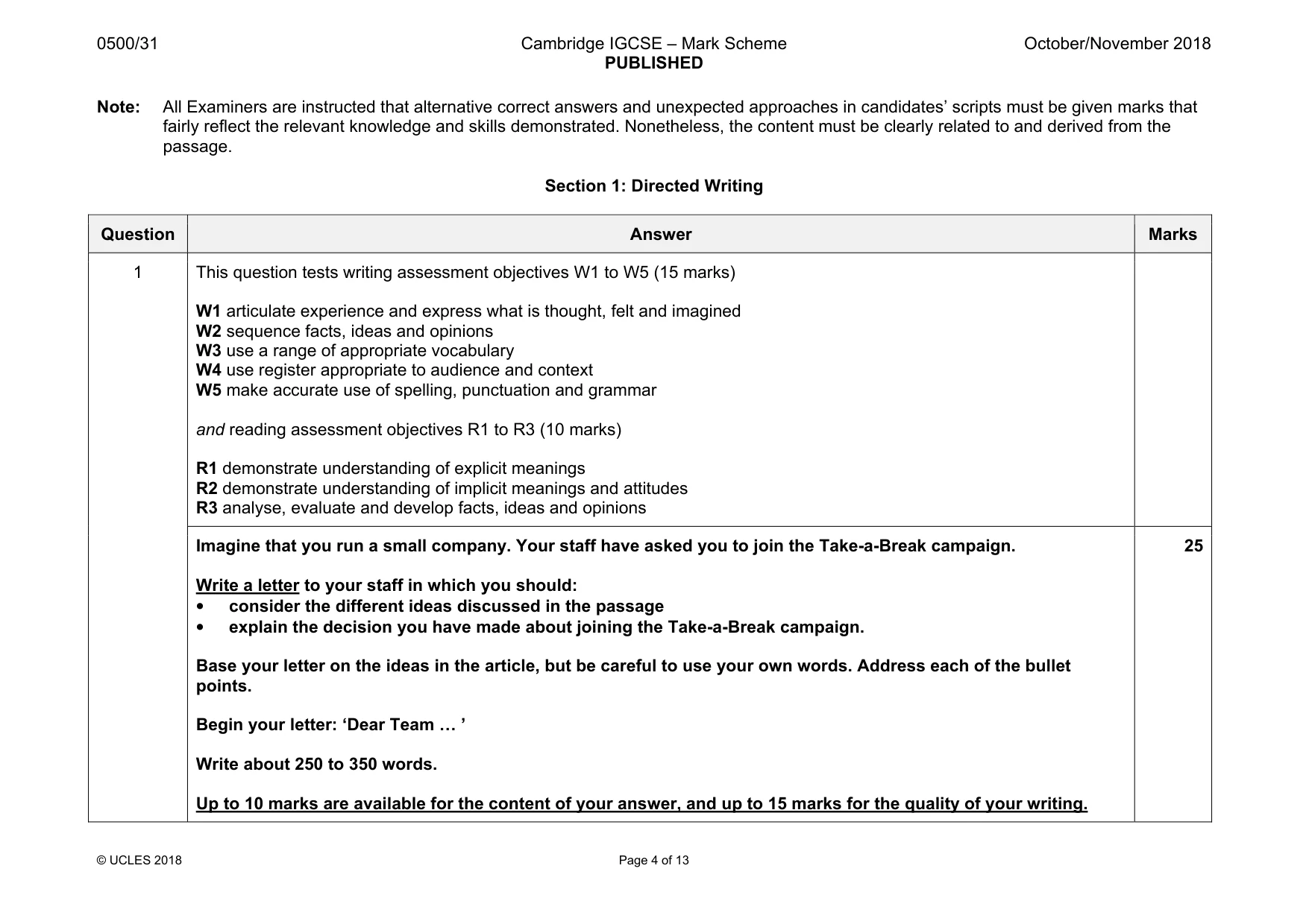 Mark scheme, page 4 of 13