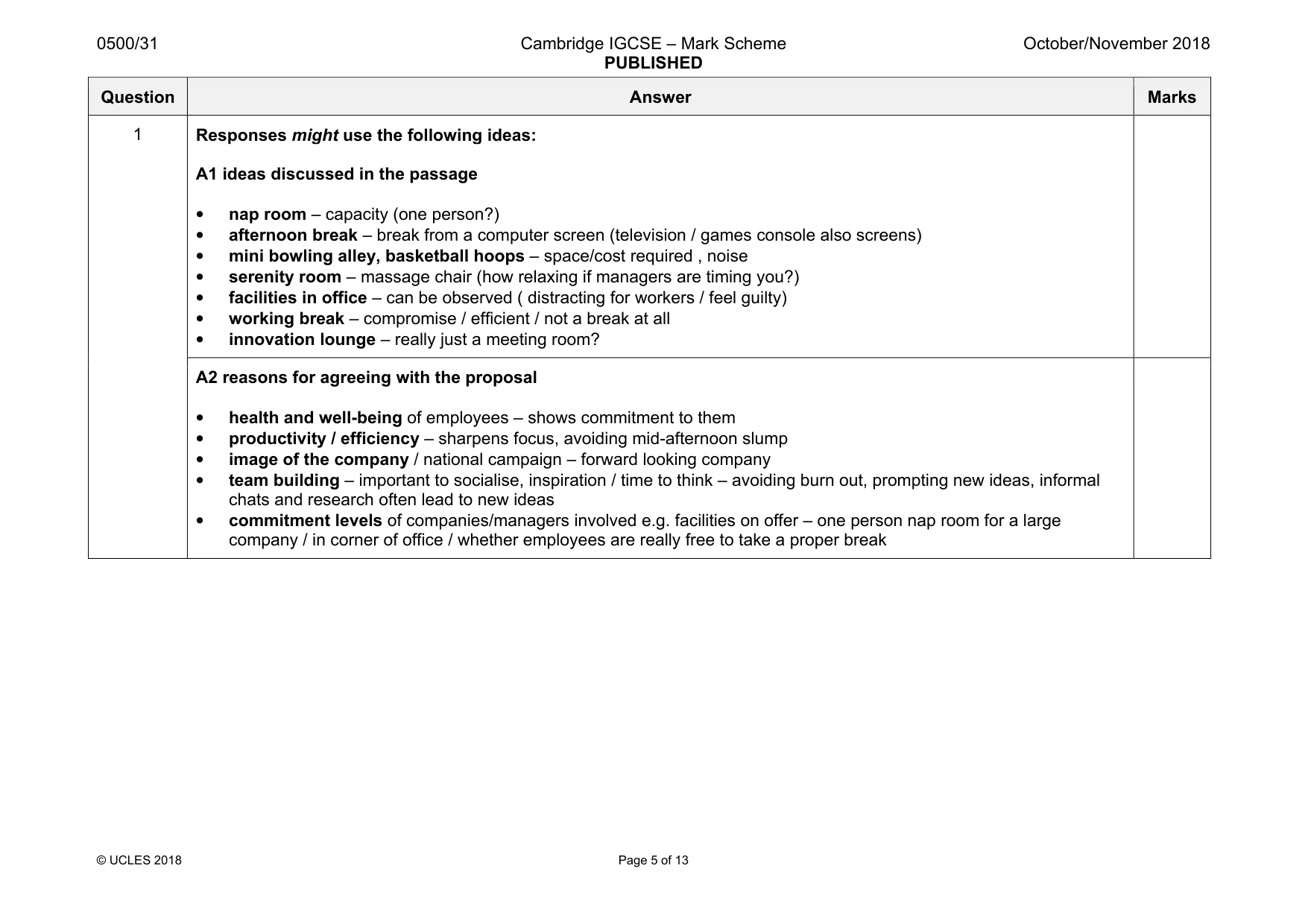 Mark scheme, page 5 of 13