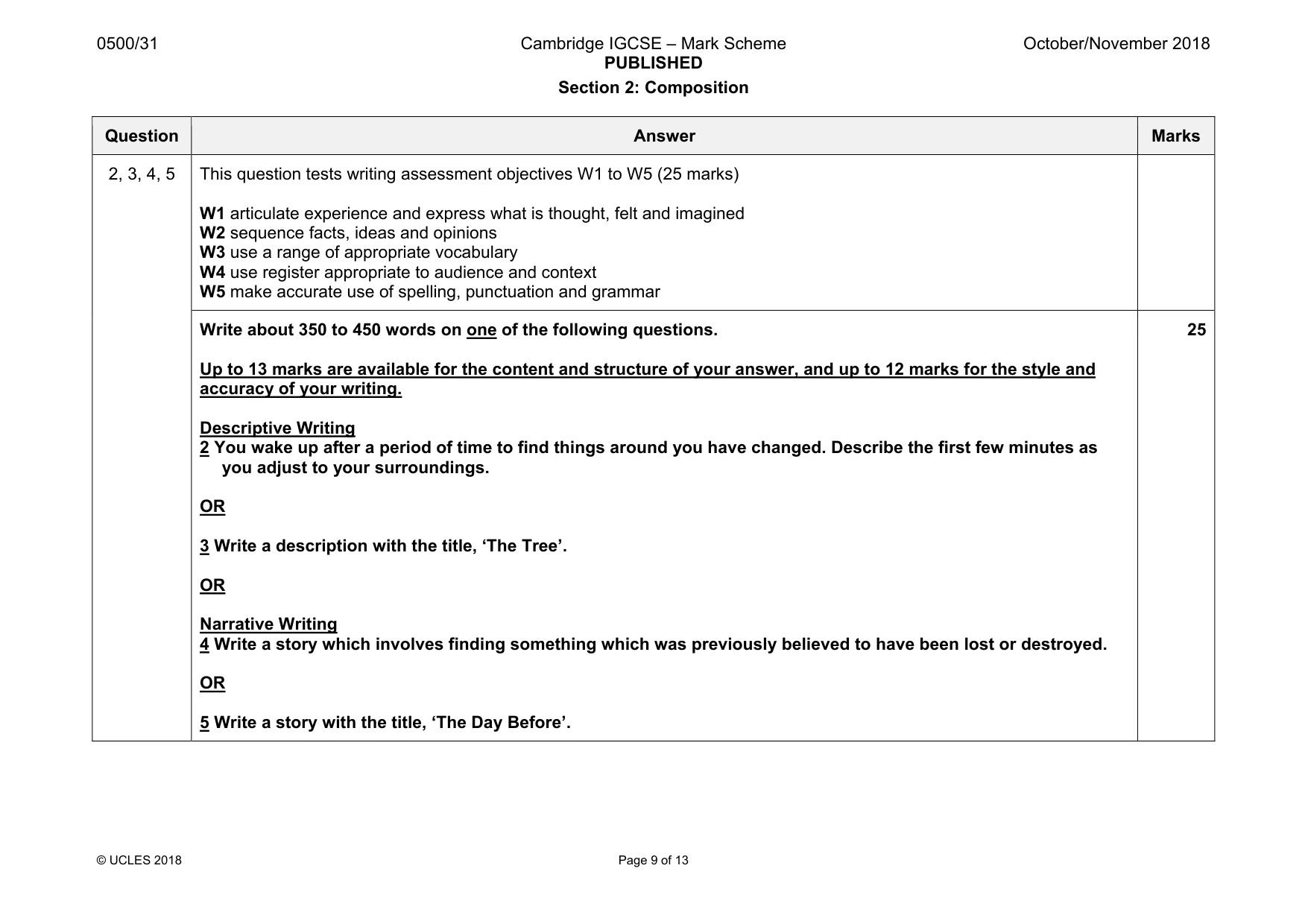 Mark scheme, page 9 of 13