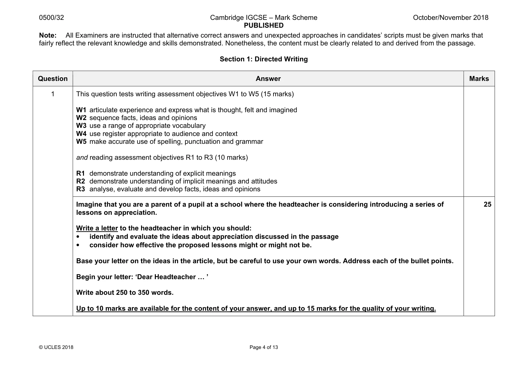 Mark scheme, page 4 of 13