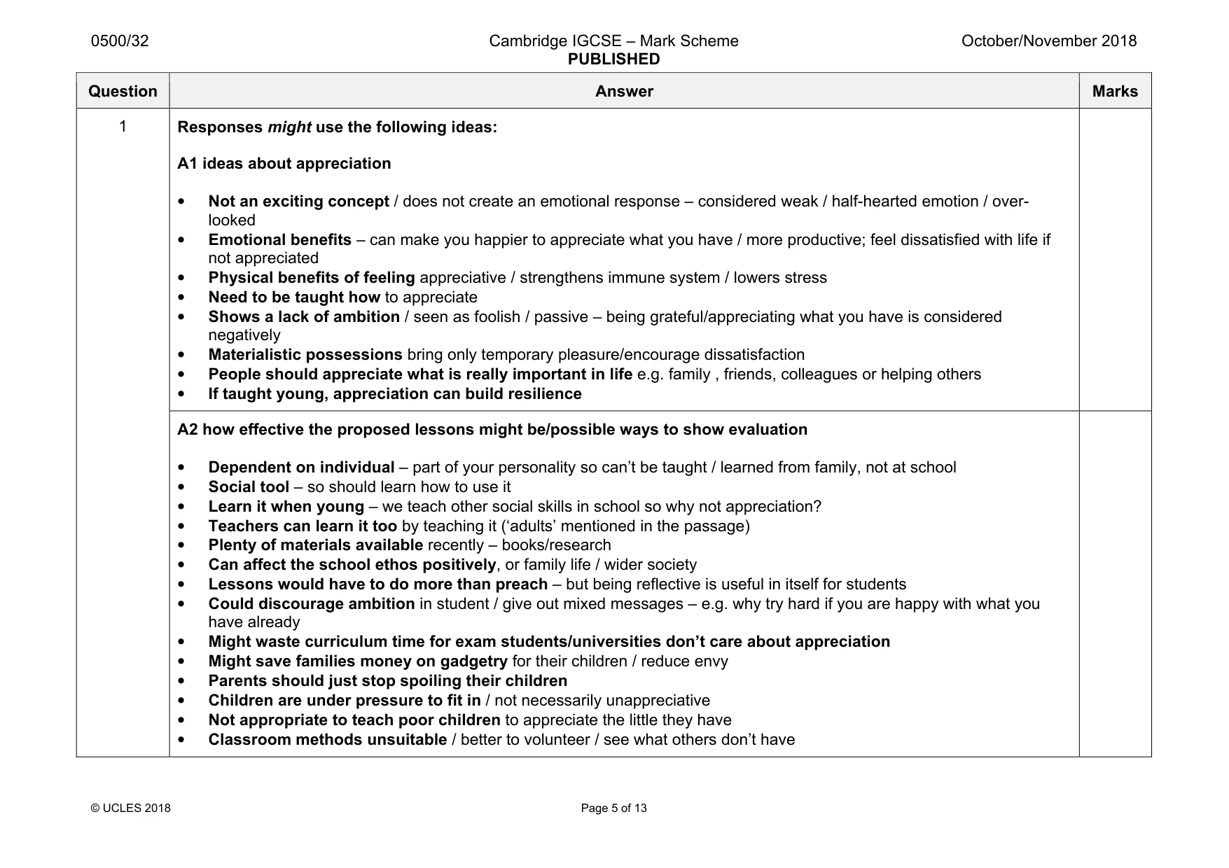 Mark scheme, page 5 of 13