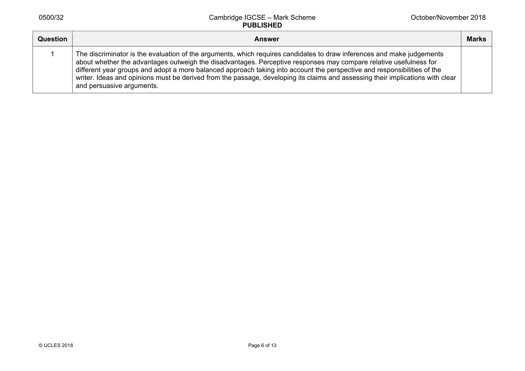 Mark scheme, page 6 of 13