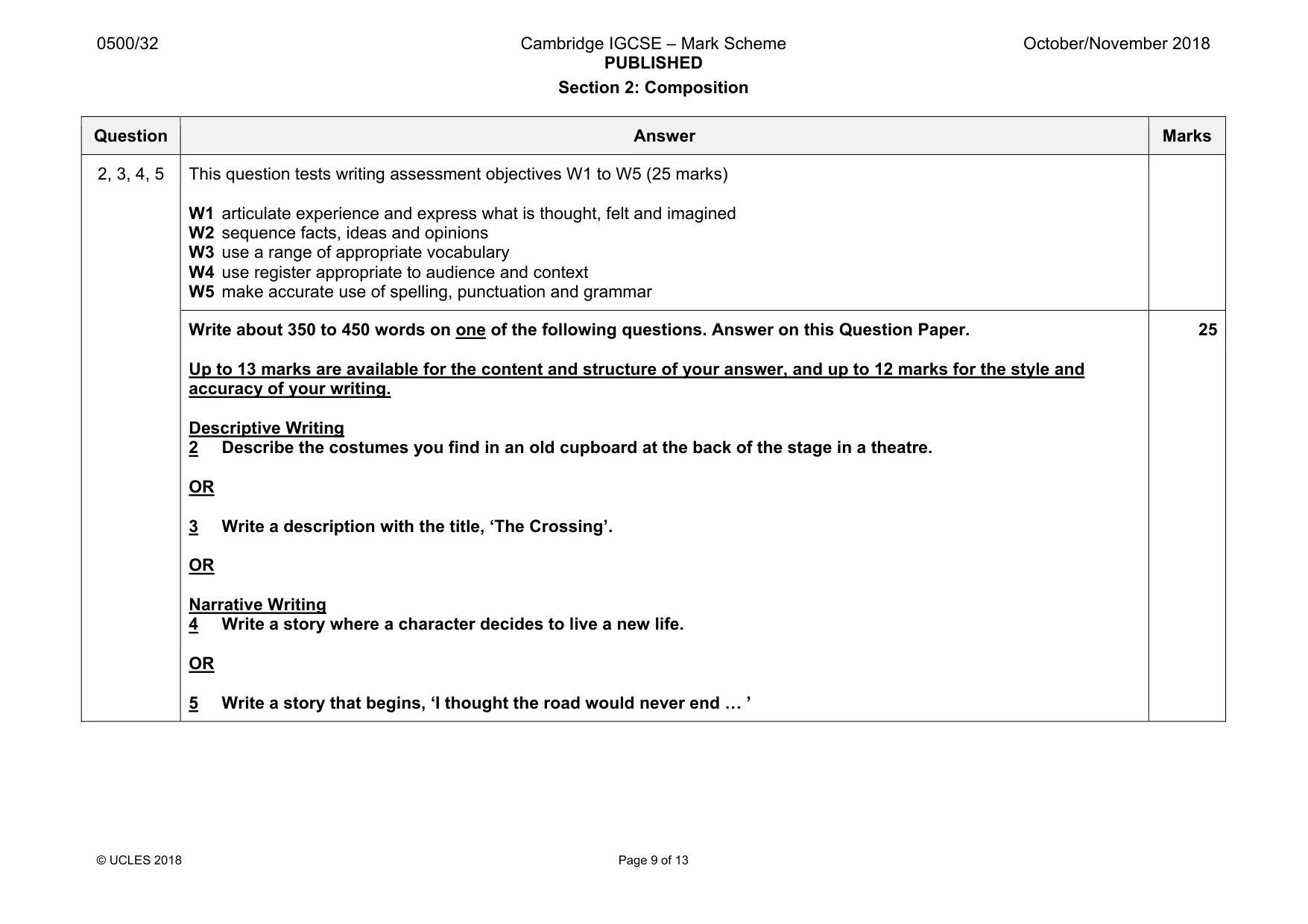 Mark scheme, page 9 of 13