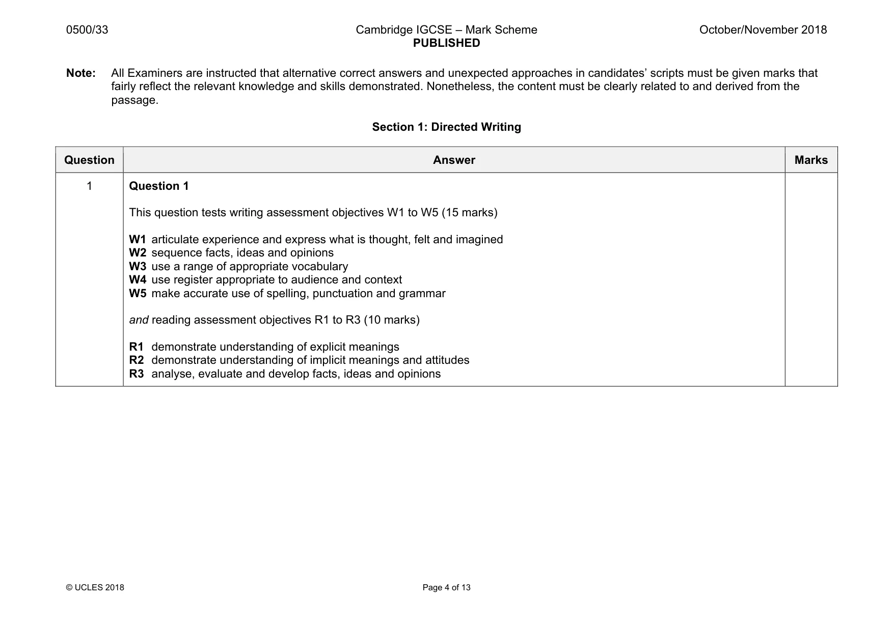 Mark scheme, page 4 of 13