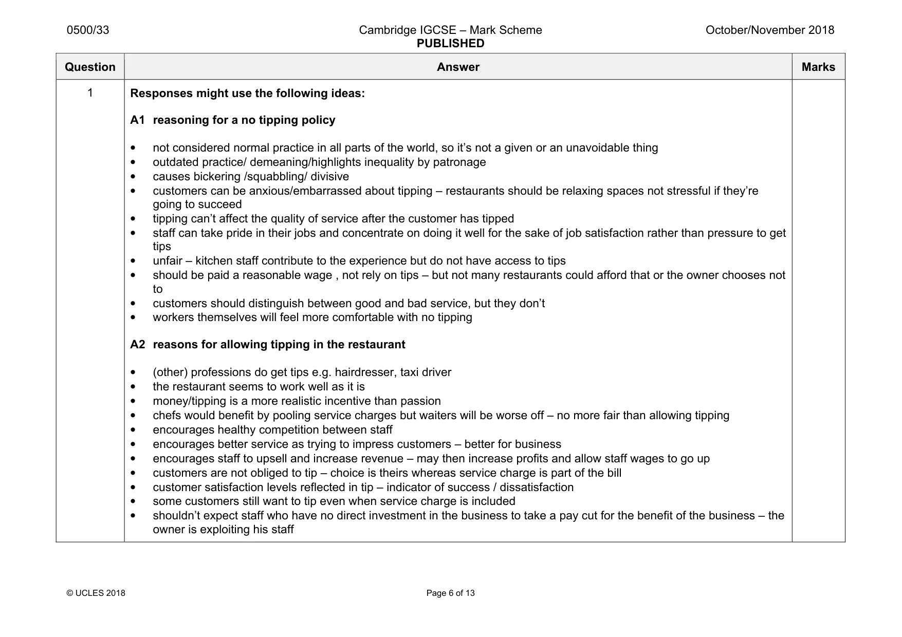 Mark scheme, page 6 of 13