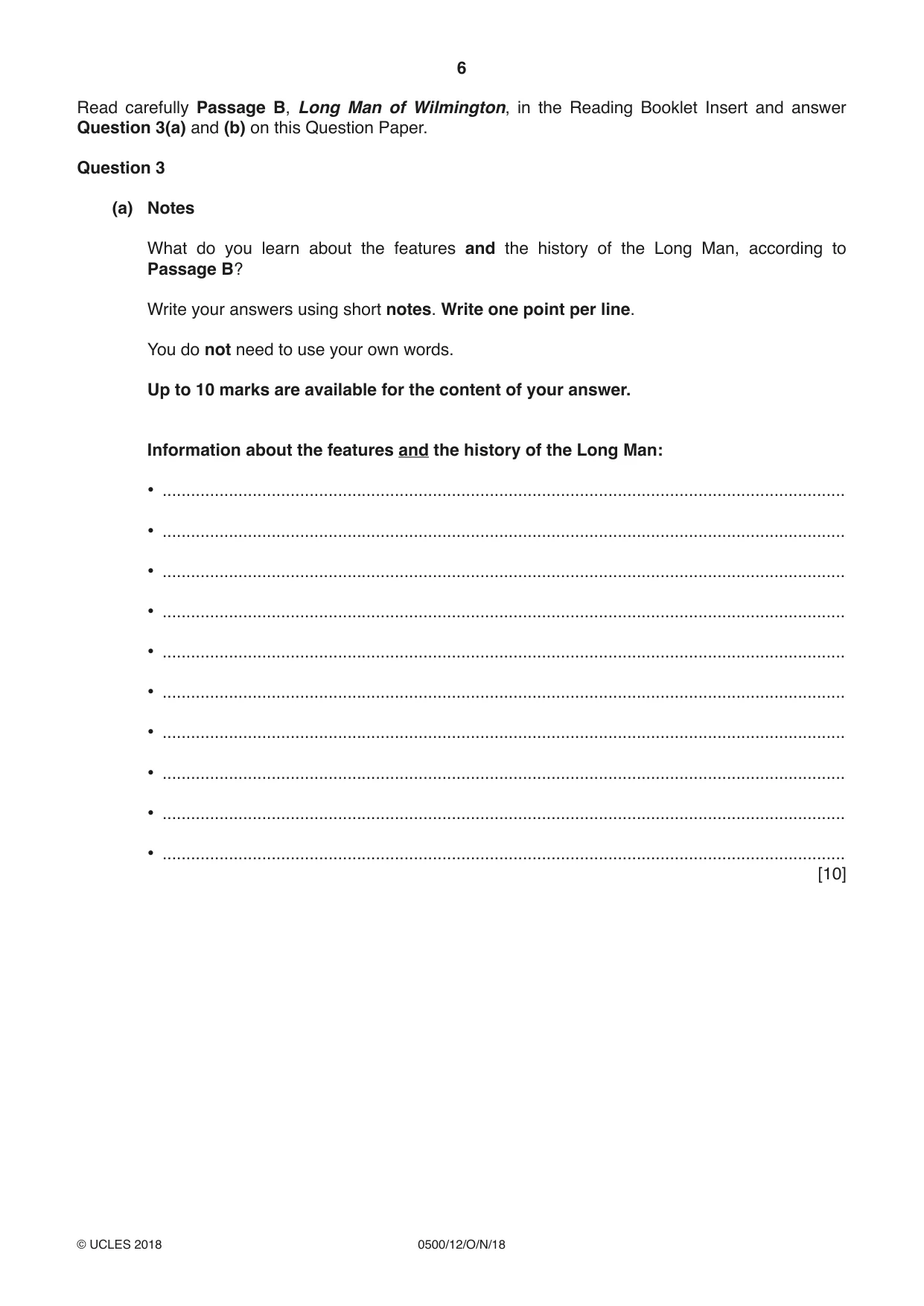 Cambridge IGCSE English - First Language 0500 2018 Oct/Nov Paper 1 · Variant 2 question paper, page 6 of 8