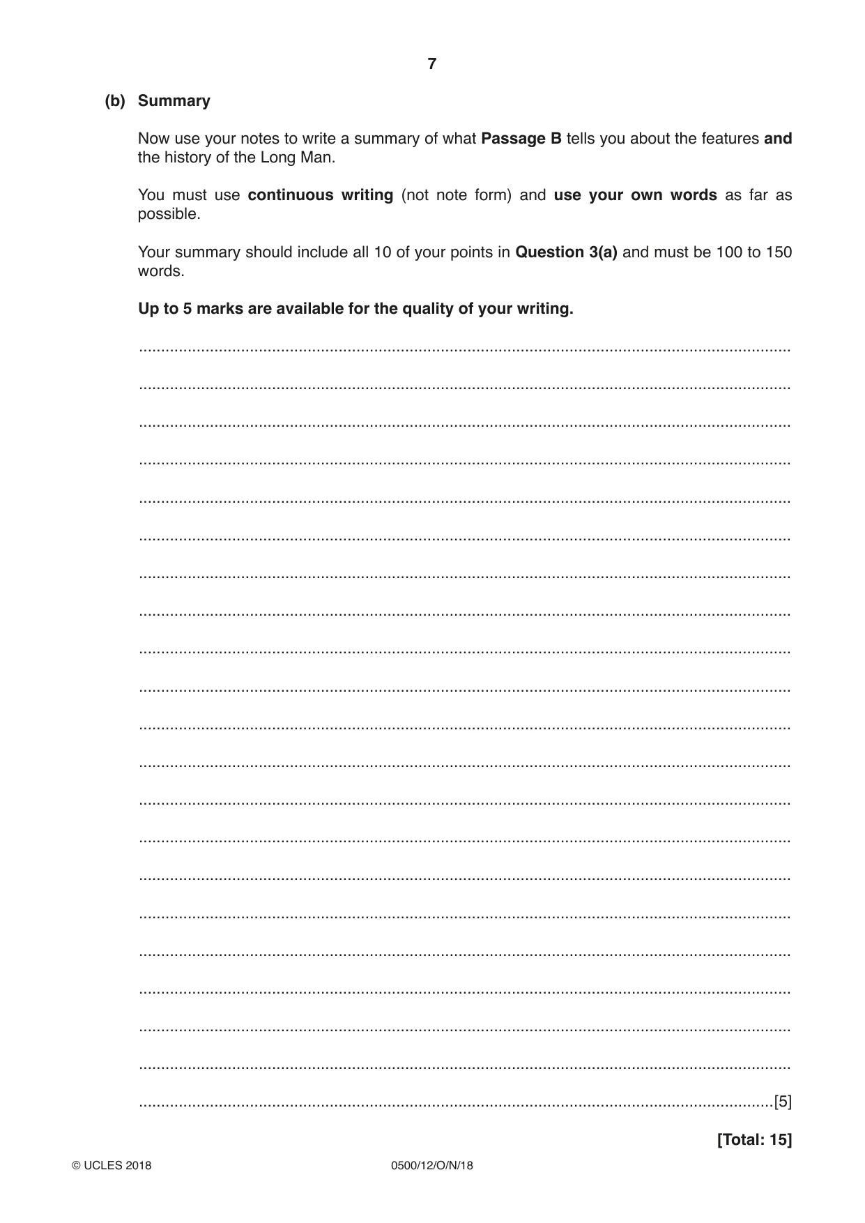 Cambridge IGCSE English - First Language 0500 2018 Oct/Nov Paper 1 · Variant 2 question paper, page 7 of 8