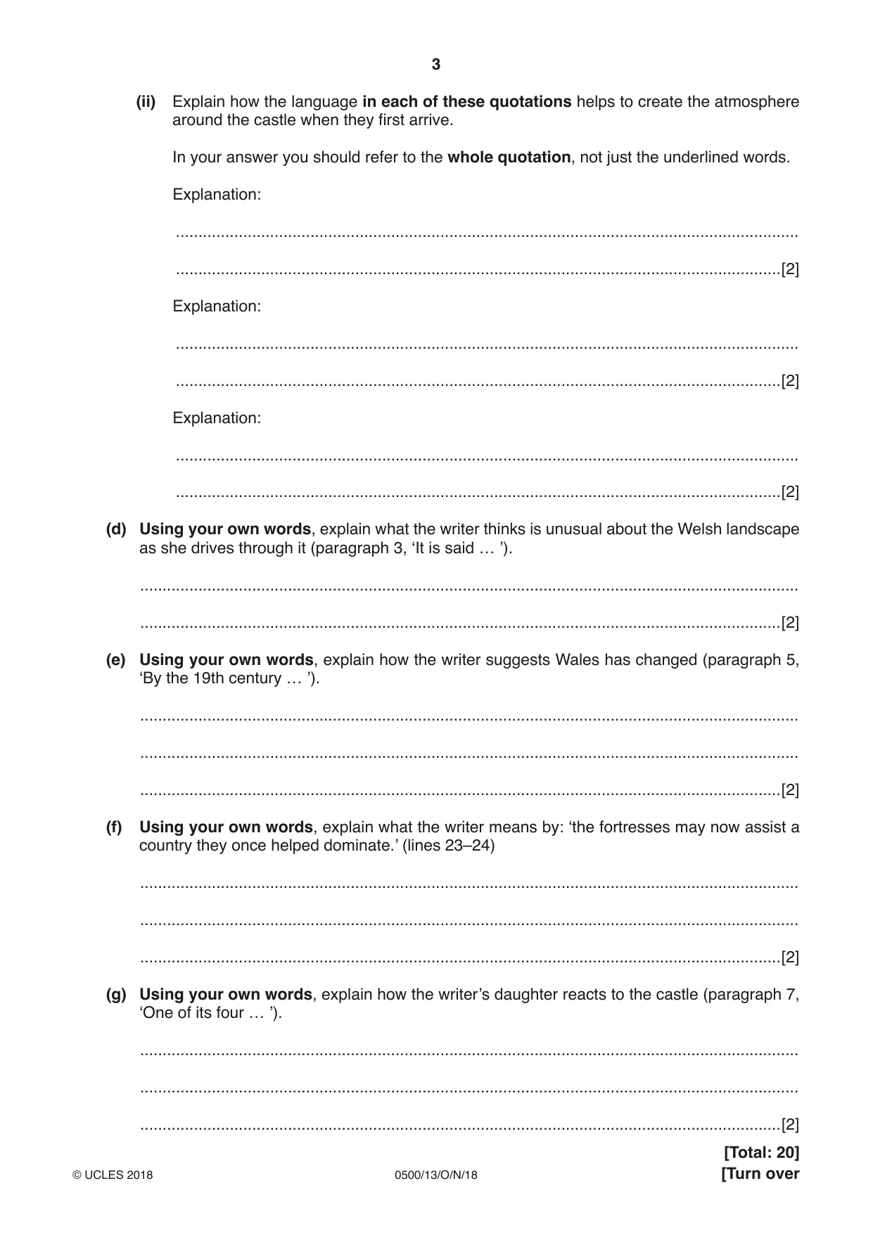 Cambridge IGCSE English - First Language 0500 2018 Oct/Nov Paper 1 · Variant 3 question paper, page 3 of 12