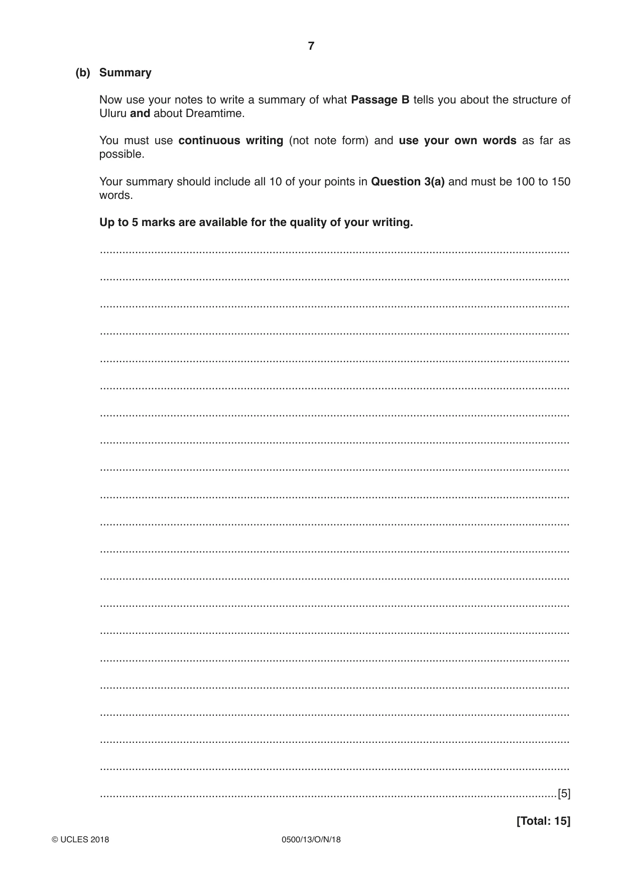Cambridge IGCSE English - First Language 0500 2018 Oct/Nov Paper 1 · Variant 3 question paper, page 7 of 12