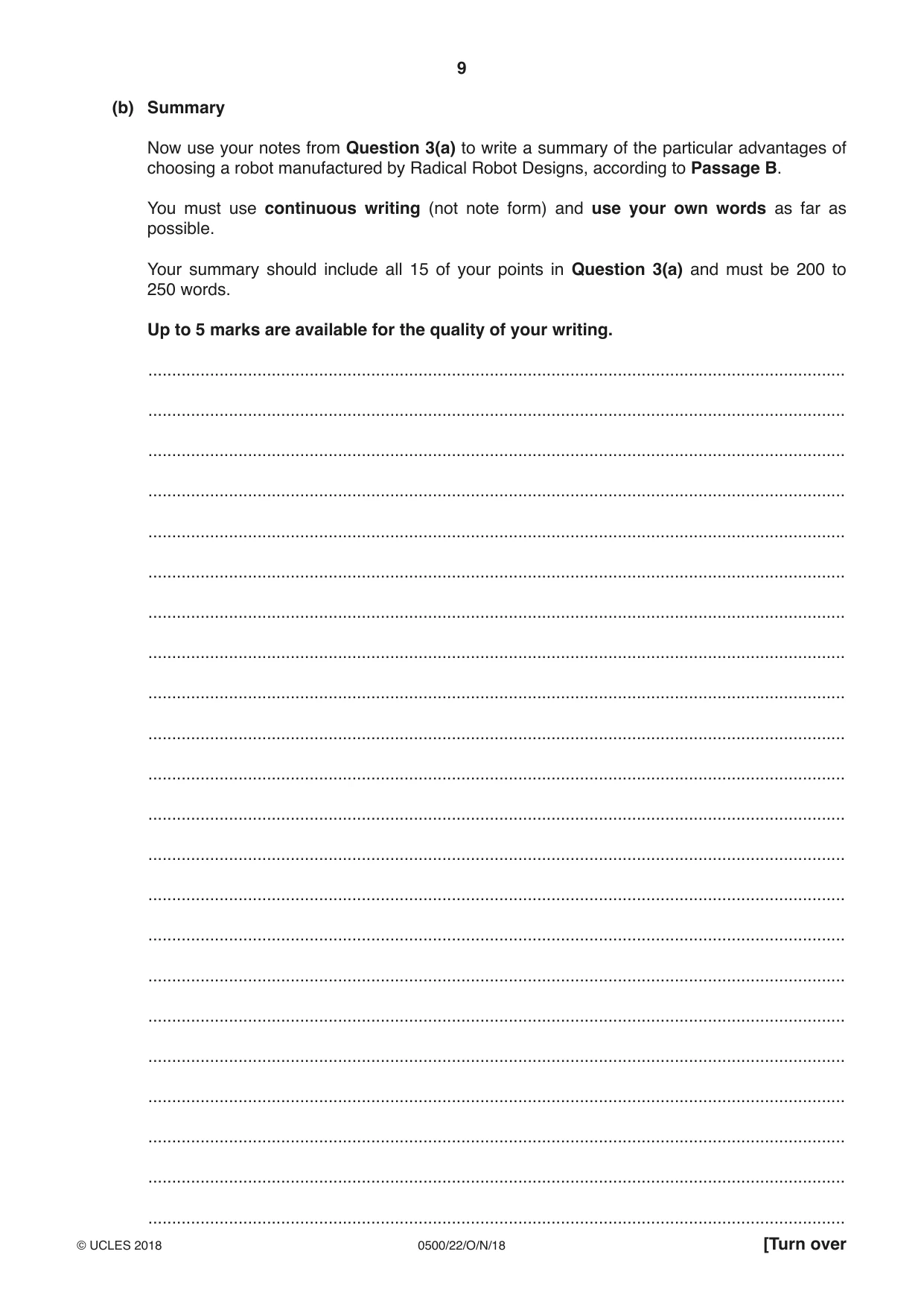 Cambridge IGCSE English - First Language 0500 2018 Oct/Nov Paper 2 · Variant 2 question paper, page 9 of 12
