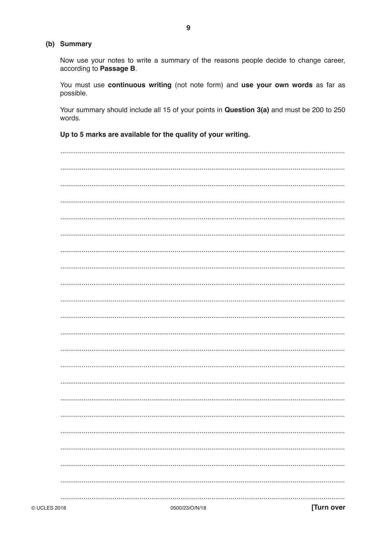 Cambridge IGCSE English - First Language 0500 2018 Oct/Nov Paper 2 · Variant 3 question paper, page 9 of 12