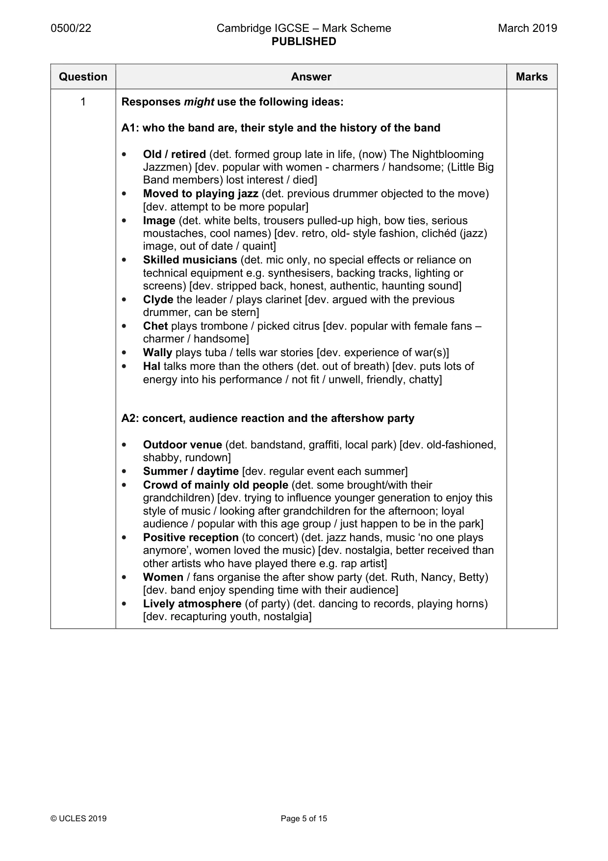 Mark scheme, page 5 of 15