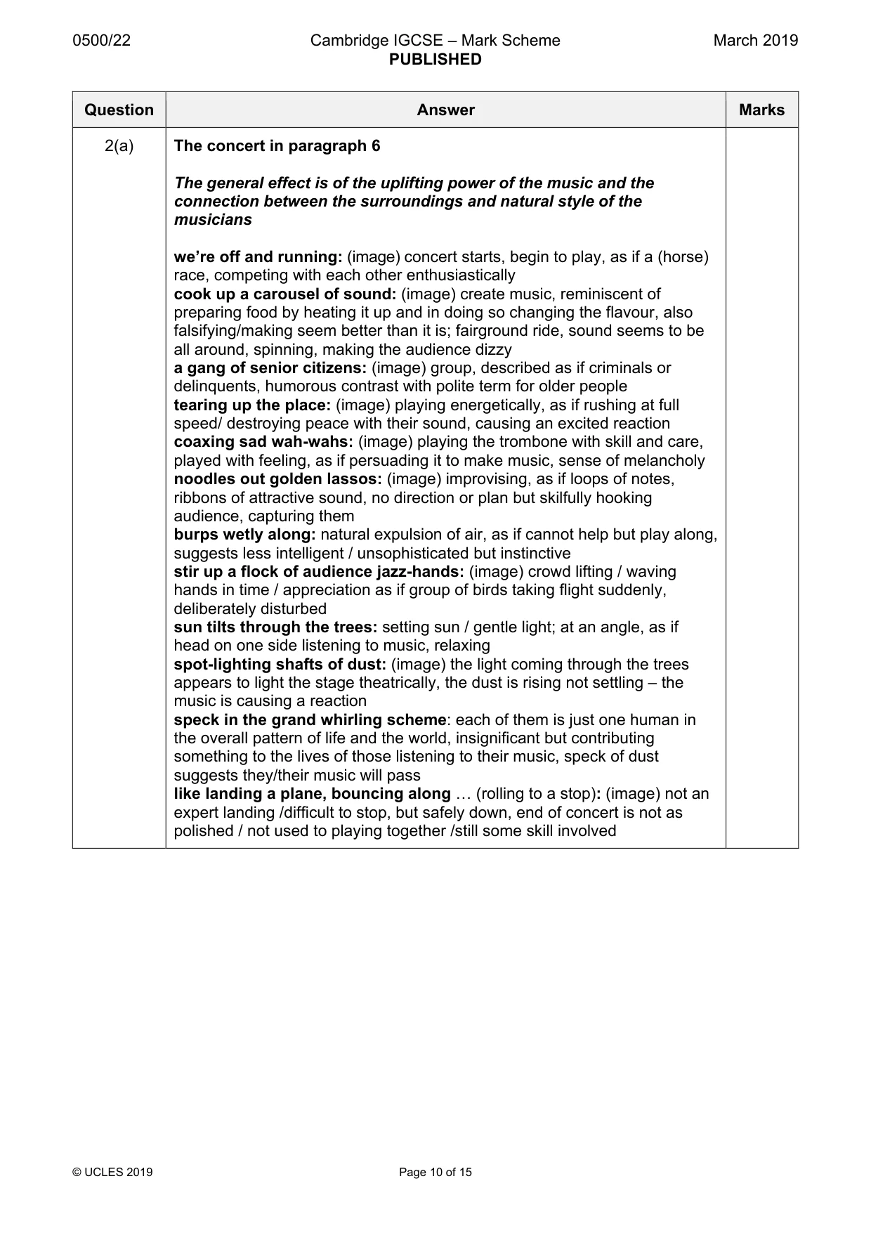 Mark scheme, page 10 of 15
