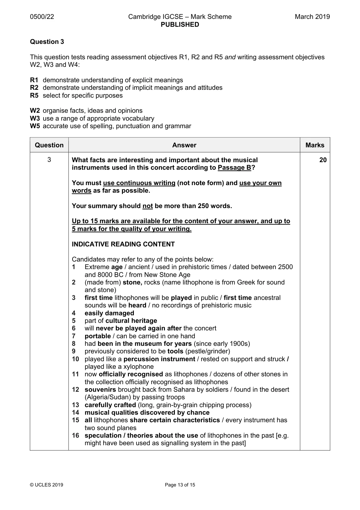 Mark scheme, page 13 of 15