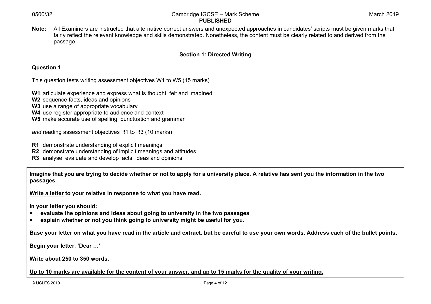 Mark scheme, page 4 of 12