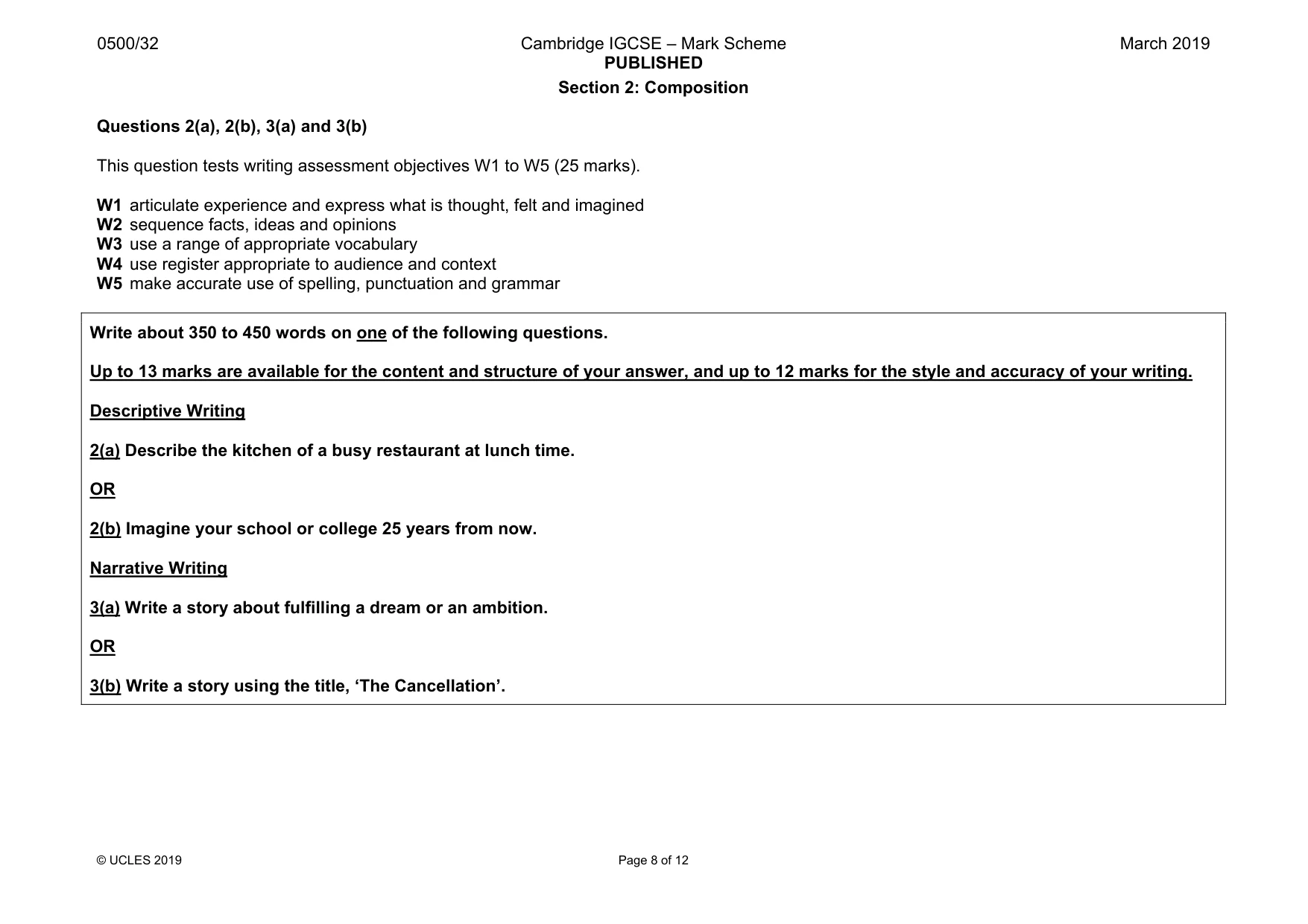Mark scheme, page 8 of 12