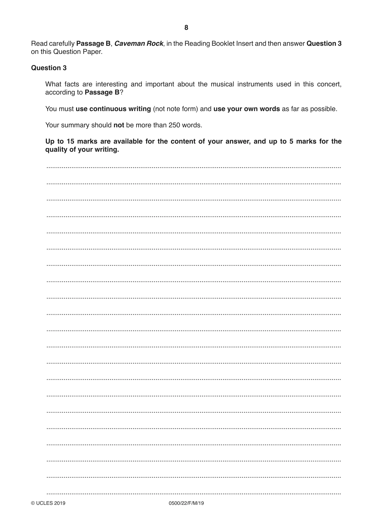 Cambridge IGCSE English - First Language 0500 2019 Feb/March Paper 2 · Variant 2 question paper, page 8 of 12