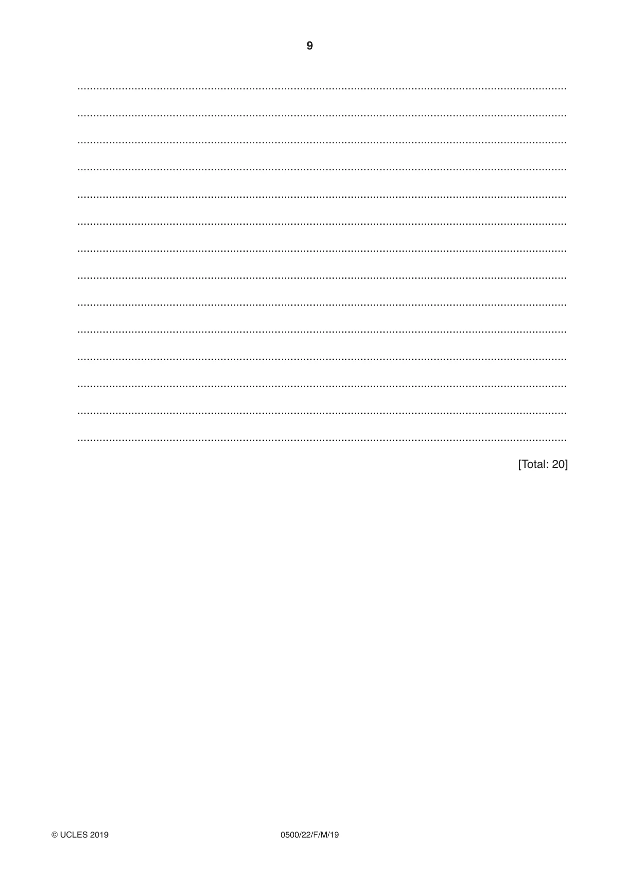 Cambridge IGCSE English - First Language 0500 2019 Feb/March Paper 2 · Variant 2 question paper, page 9 of 12