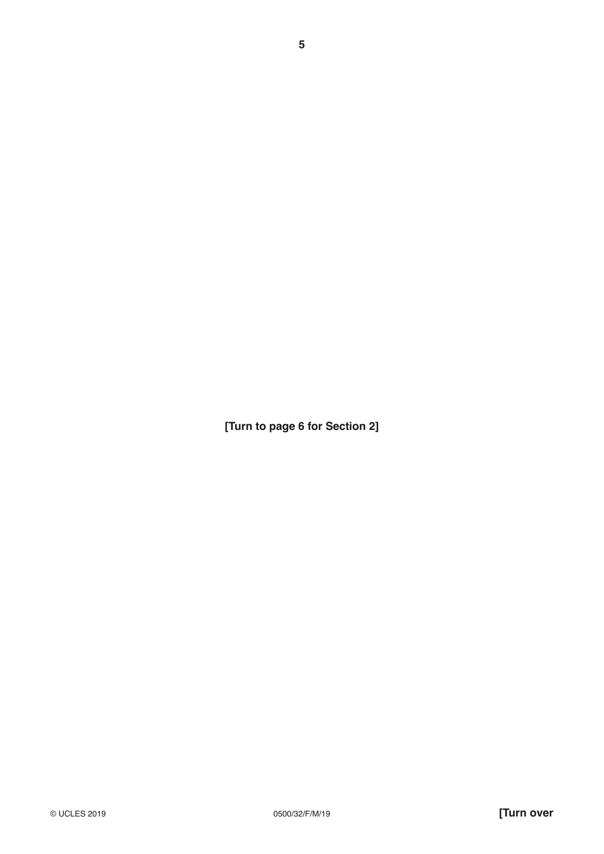 Cambridge IGCSE English - First Language 0500 2019 Feb/March Paper 3 · Variant 2 question paper, page 5 of 12