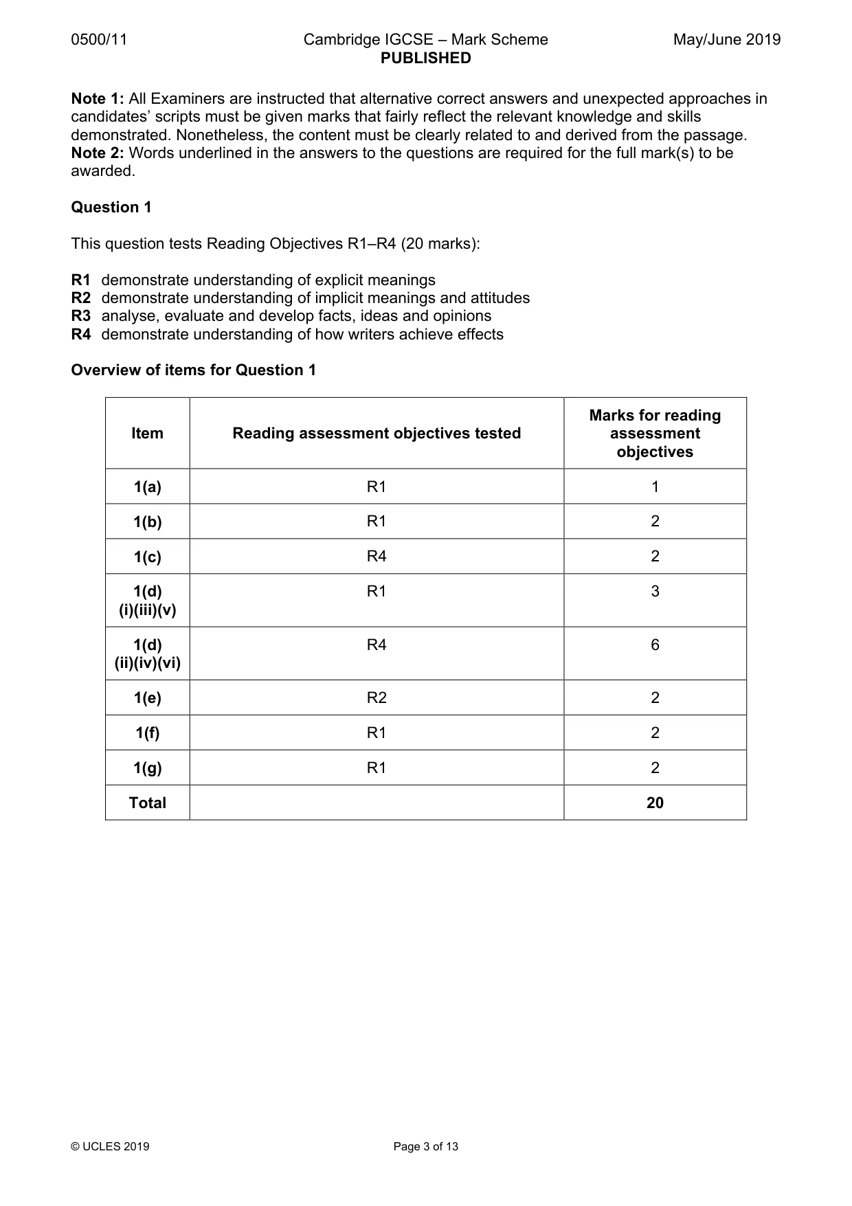 Mark scheme, page 3 of 13
