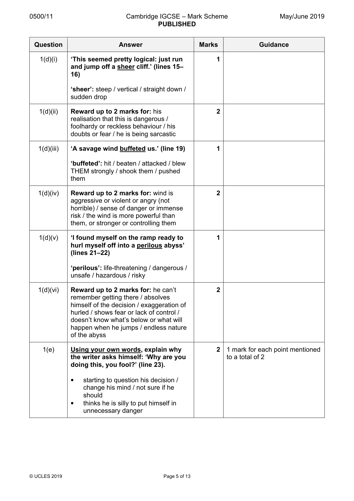 Mark scheme, page 5 of 13