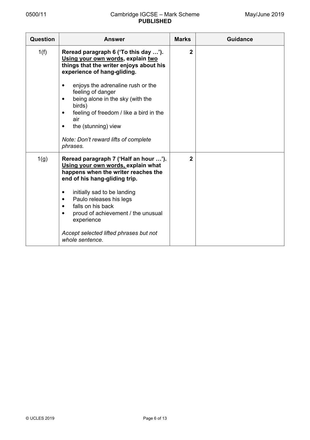 Mark scheme, page 6 of 13