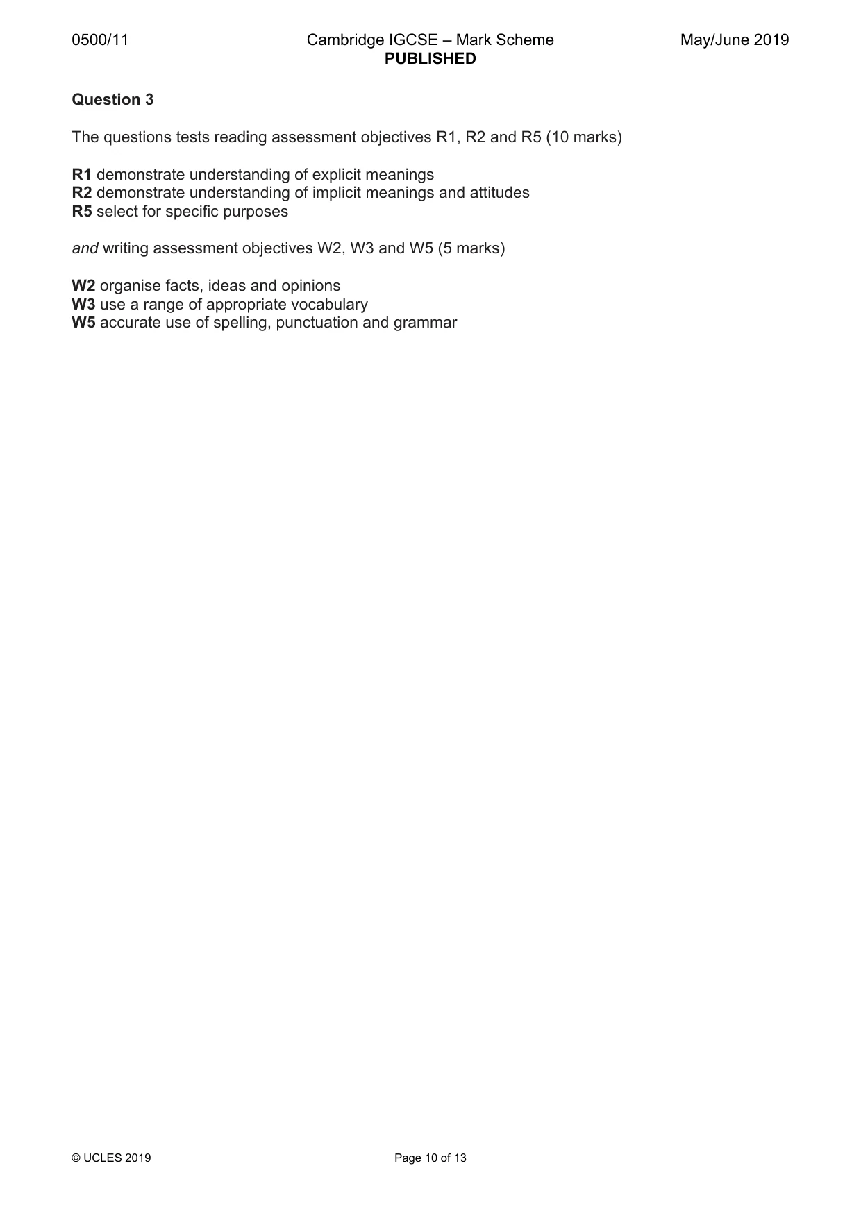 Mark scheme, page 10 of 13