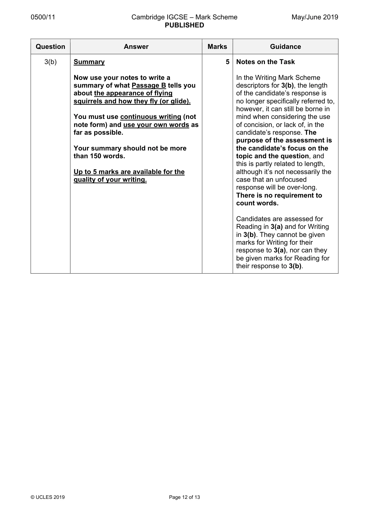 Mark scheme, page 12 of 13