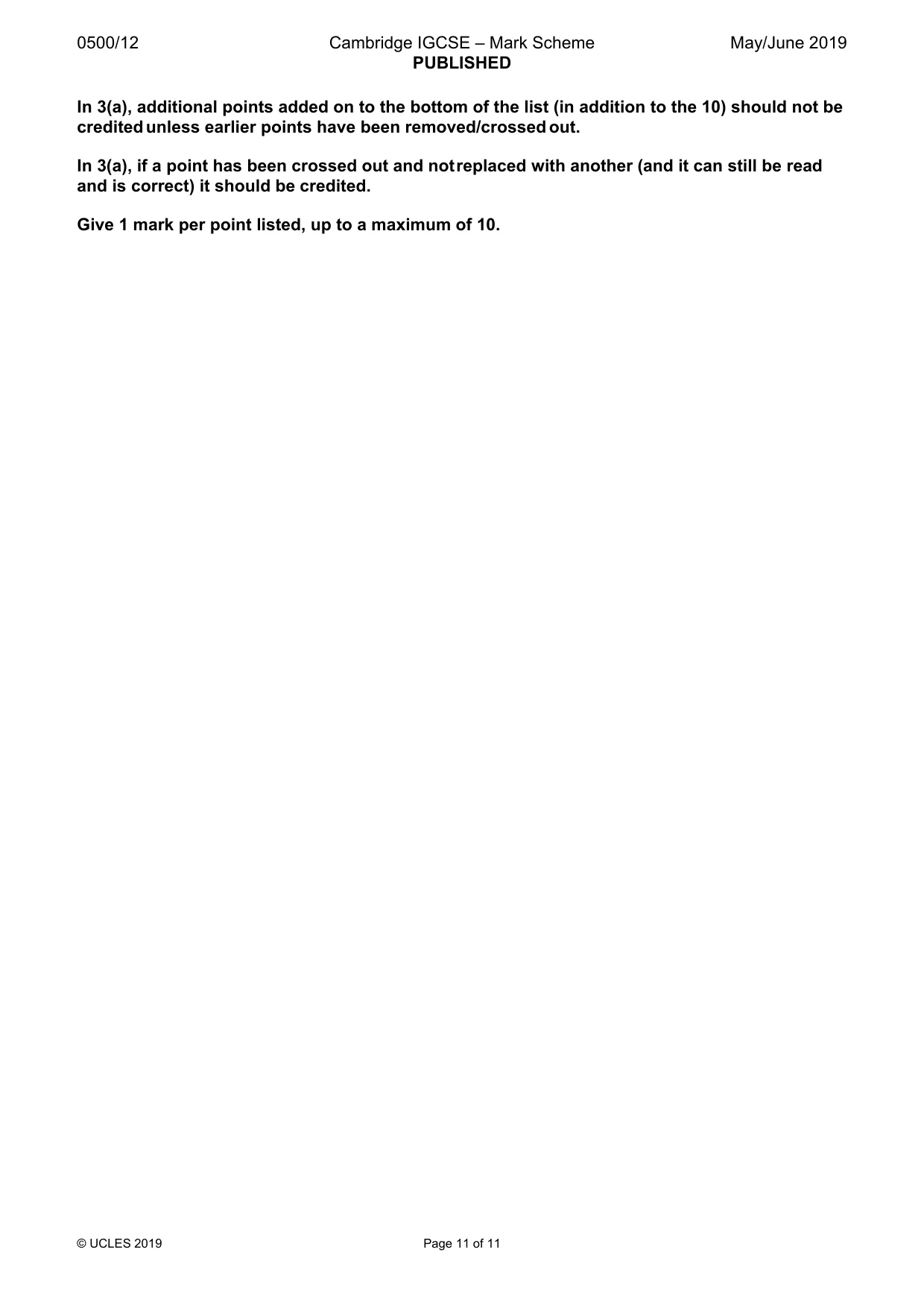 Mark scheme, page 11 of 11