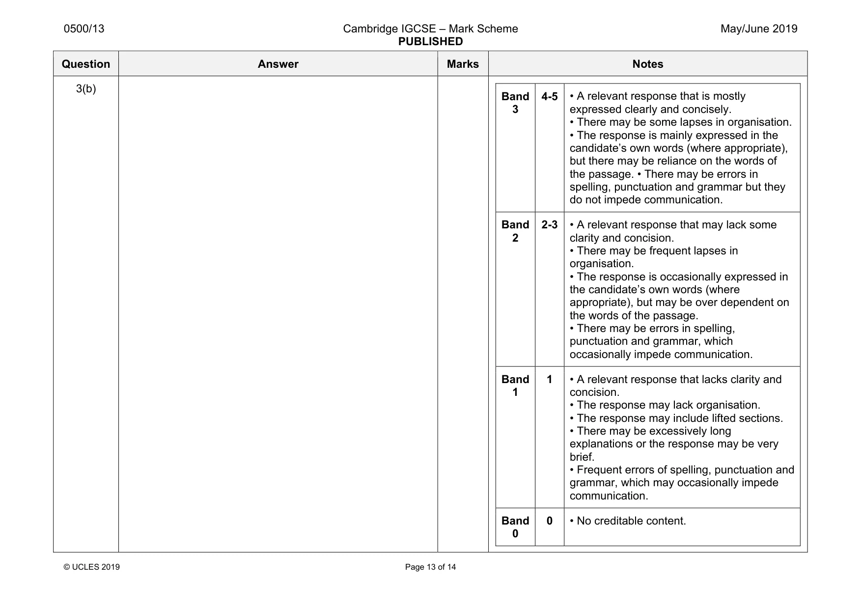 Mark scheme, page 13 of 14